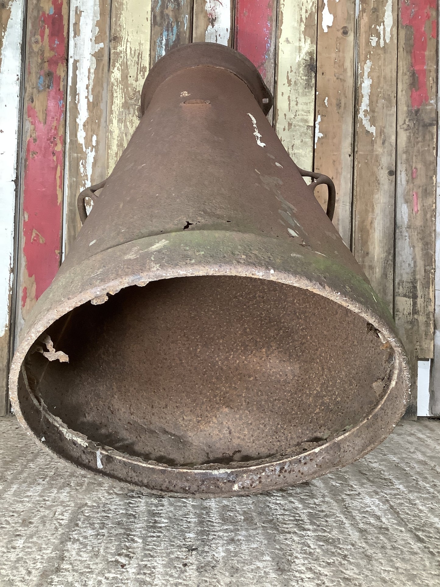 1930s Rusty Steel Metal Milk Churn 2'11"H