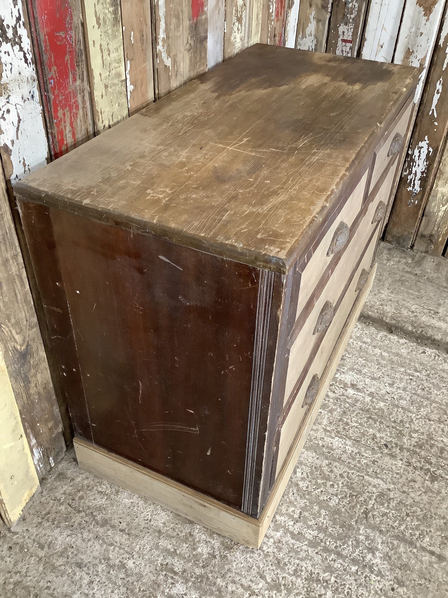 1930s Sanded Back Pine 2 Over 2 Chest of Drawers 2'4"Hx3'4"W