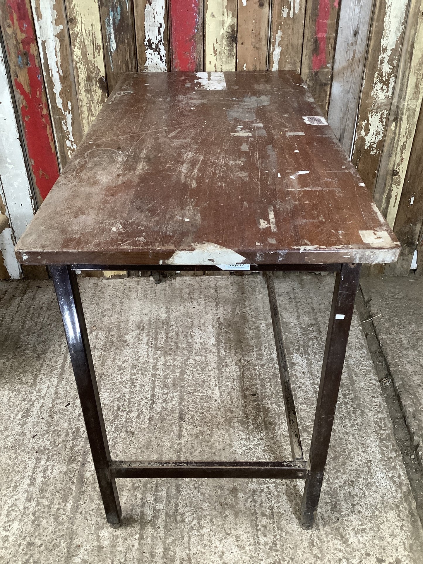 Teak & Steel Preparation/ Work Table 3'11"Lx1'11"W