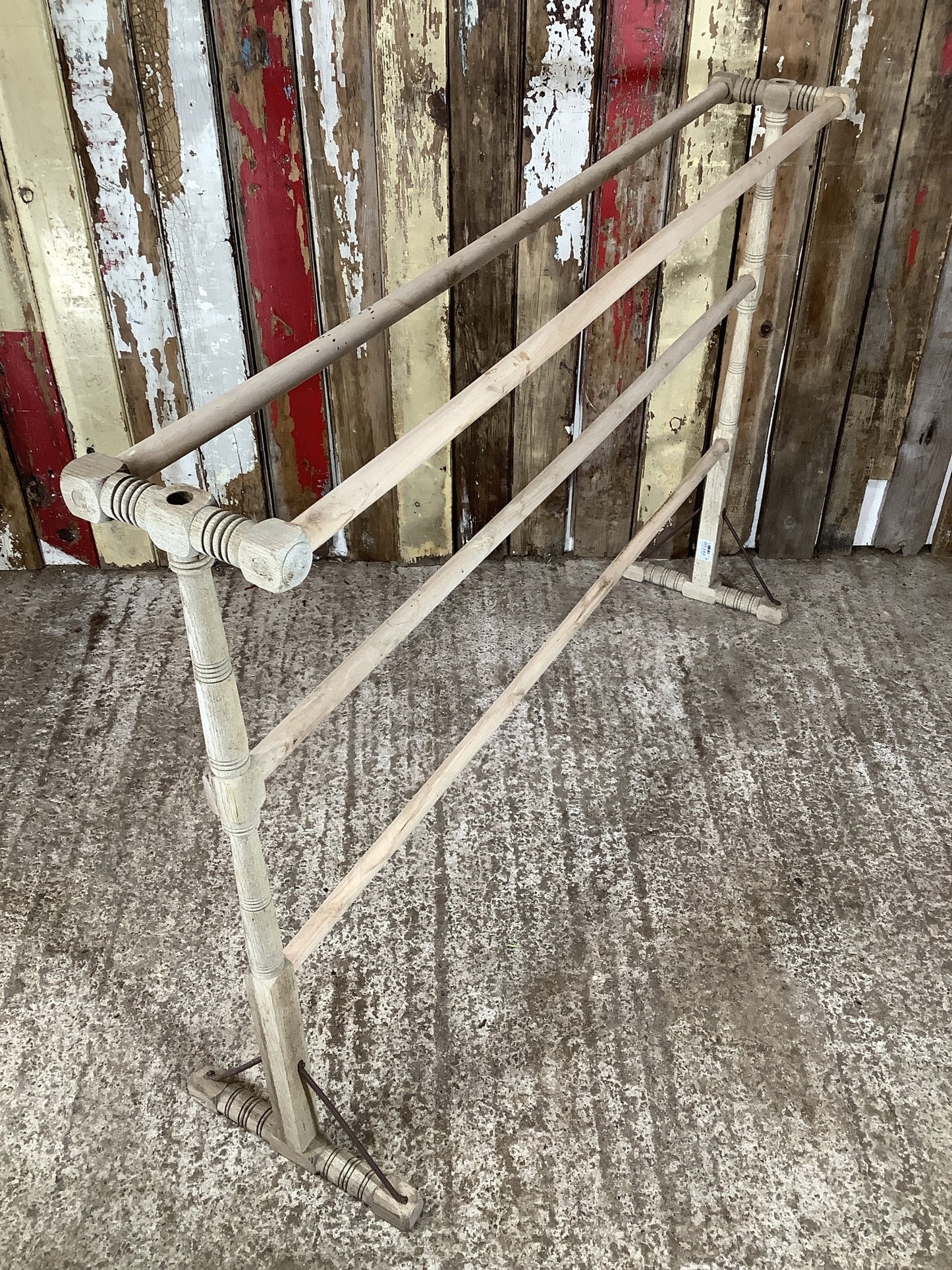 Old Stripped Beech & Oak Towel/ Clothes Drying Rack  2'10"Hx4'0"W