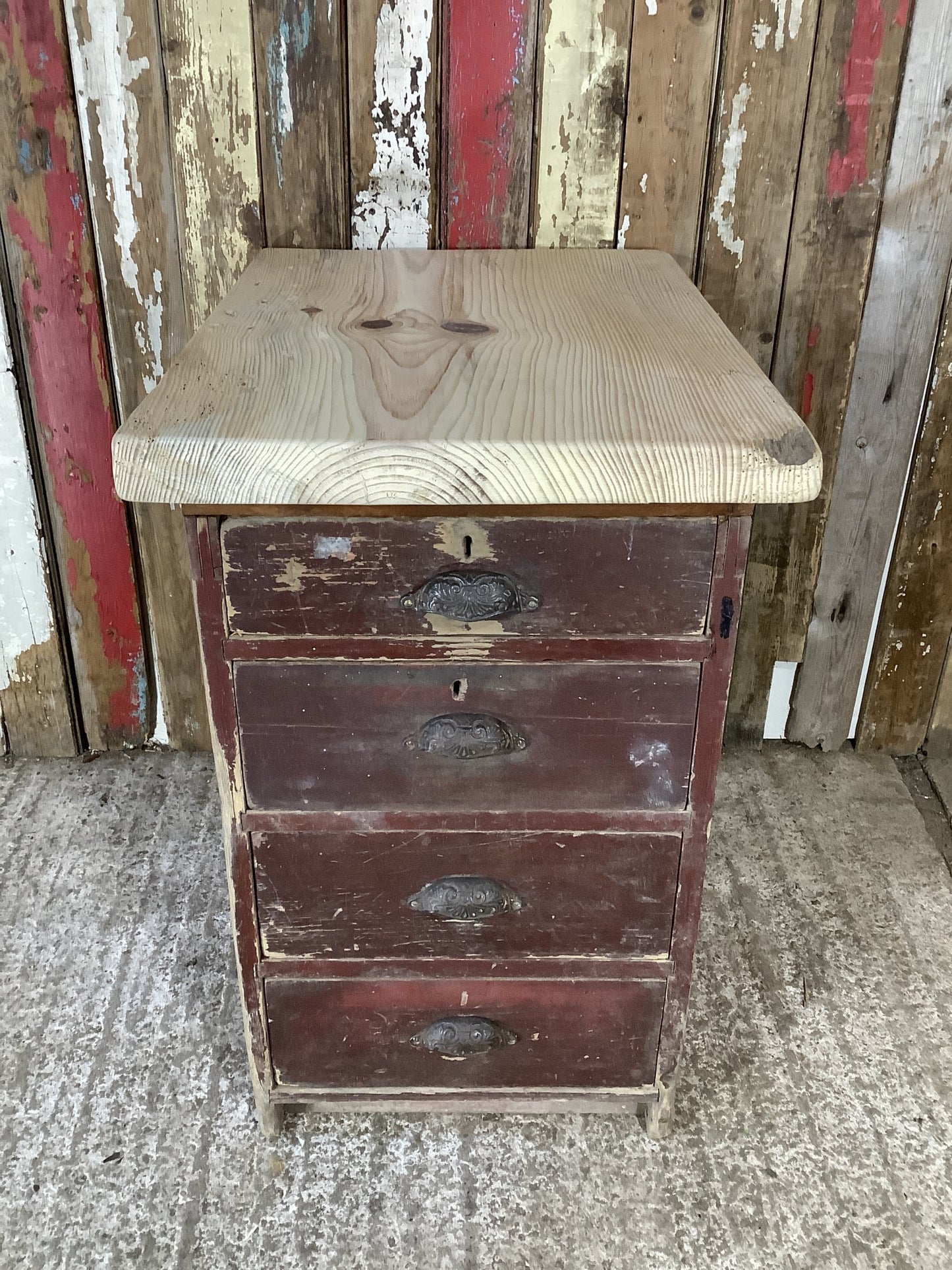 Narrow Victorian Pine 4 Drawer Chest of Drawers Bedside "Hx'"W