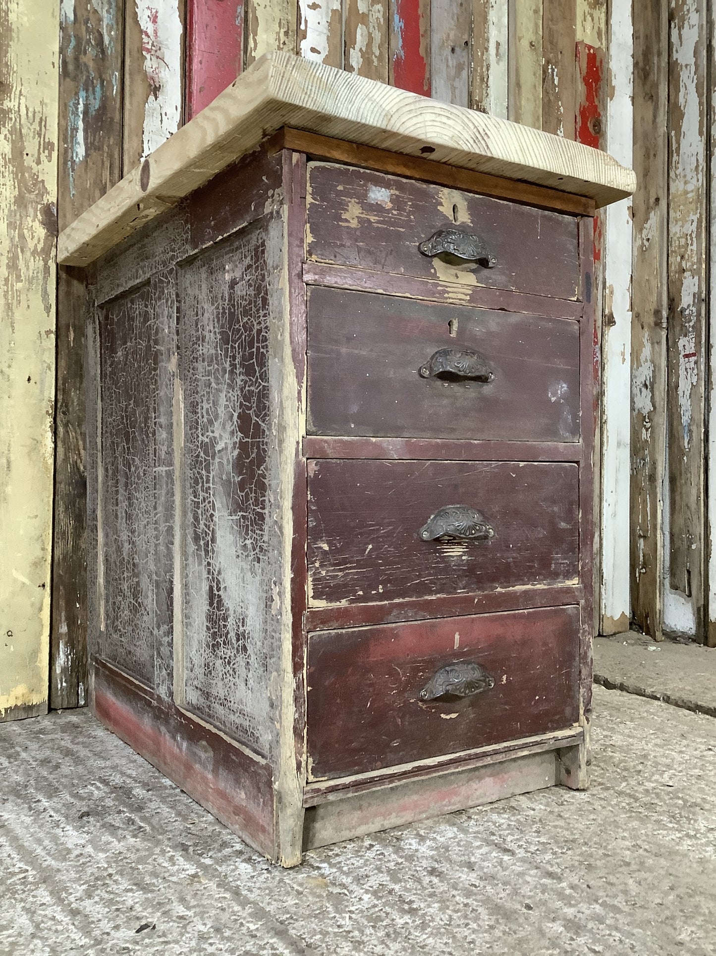 Narrow Victorian Pine 4 Drawer Chest of Drawers Bedside "Hx'"W