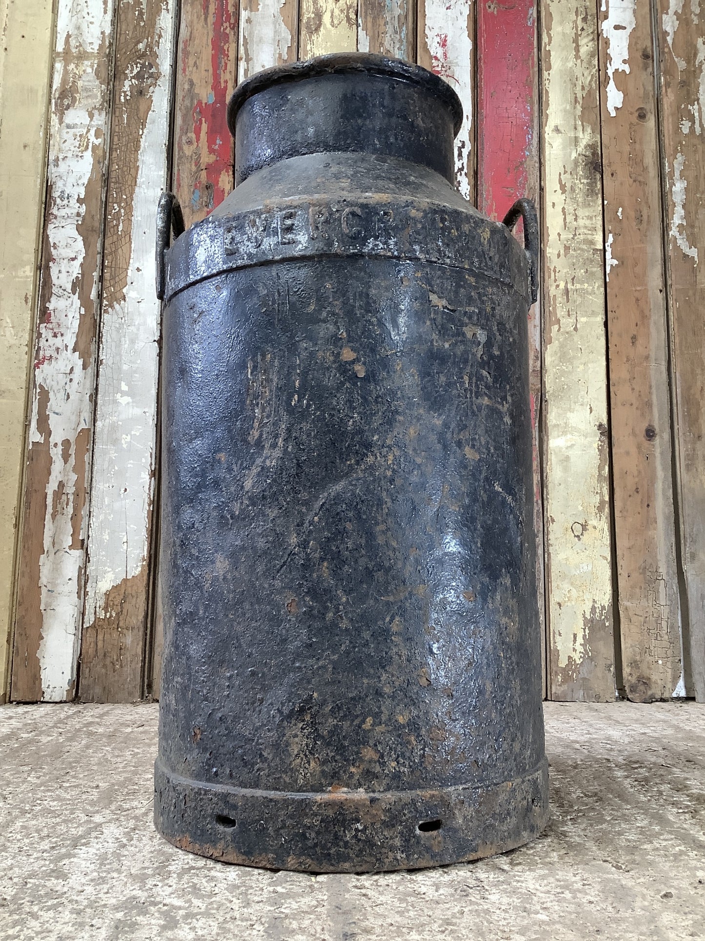 1930s Painted Steel Milk Churn Garden Feature 2'1"H