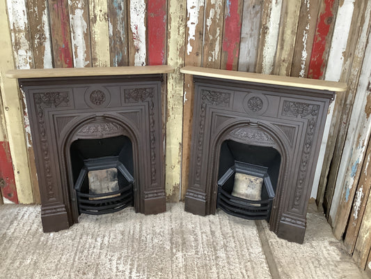 Pair Of Victorian Stripped Cast Iron Fireplace With Mantle 3'3"Hx2'10"W