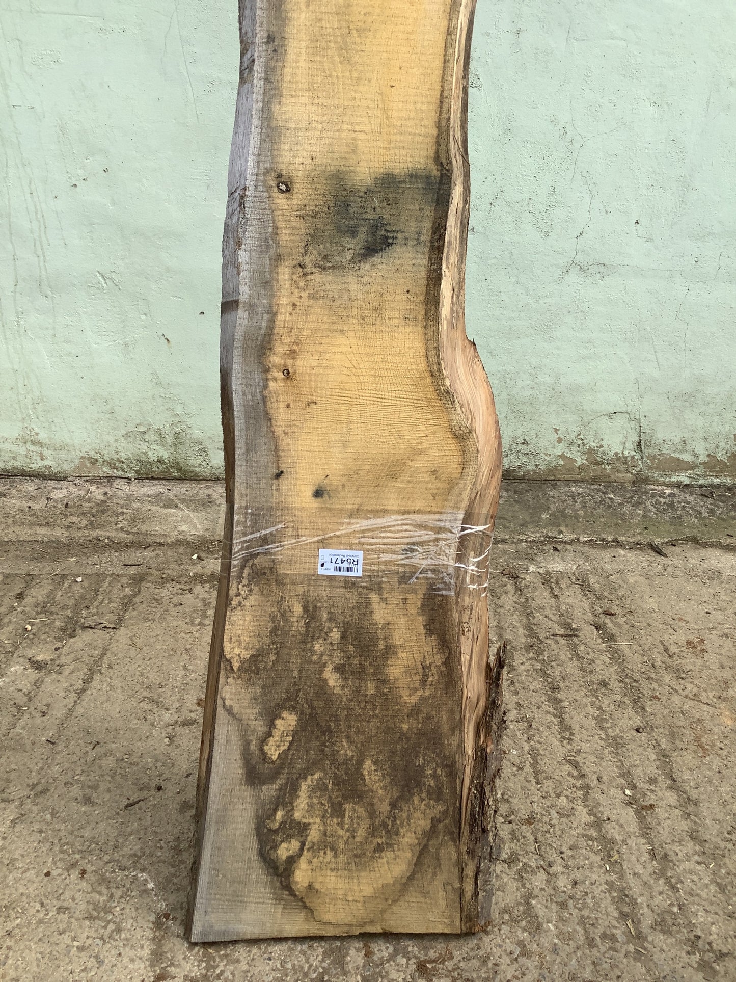 8'2" L Live Waney Edge Rustic Solid Oak Air Dried Hardwood Timber Board