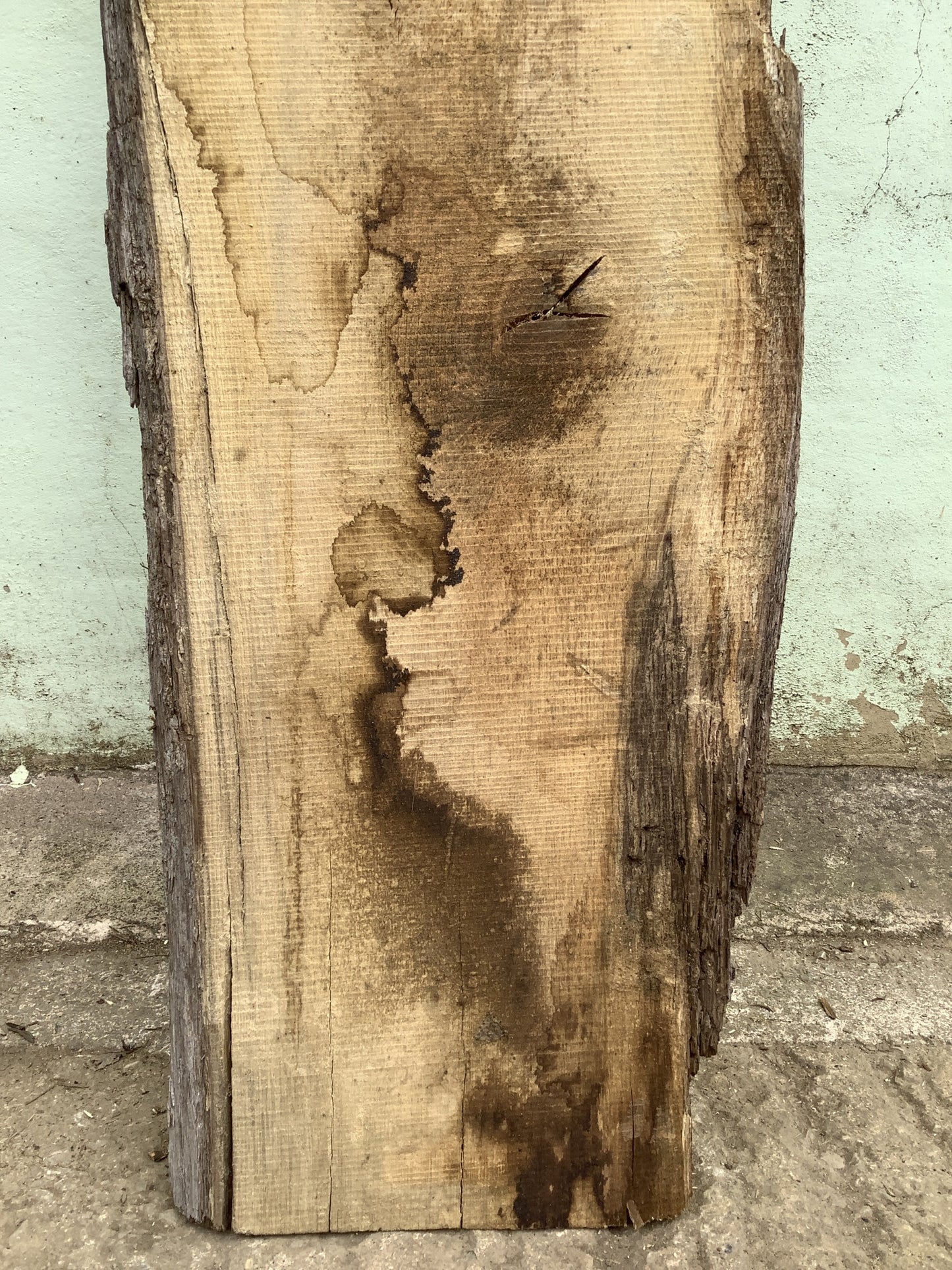 7'11" L Live Waney Edge Rustic Solid Oak Air Dried Hardwood Timber Board
