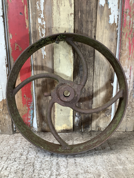 Old Cast Iron Metal 4 Spoke Machine Fly Wheel