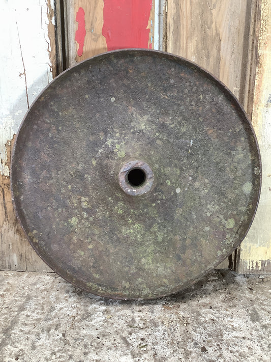 Old Cast Iron Metal Solid Centre Machine Trolly Wheel