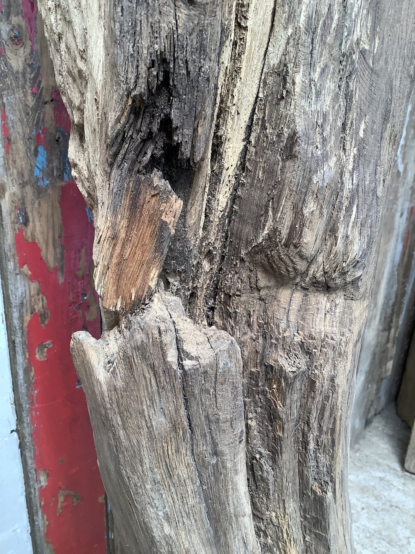 7'11" L Reclaimed Old Solid Oak Timber Post Joist Beam