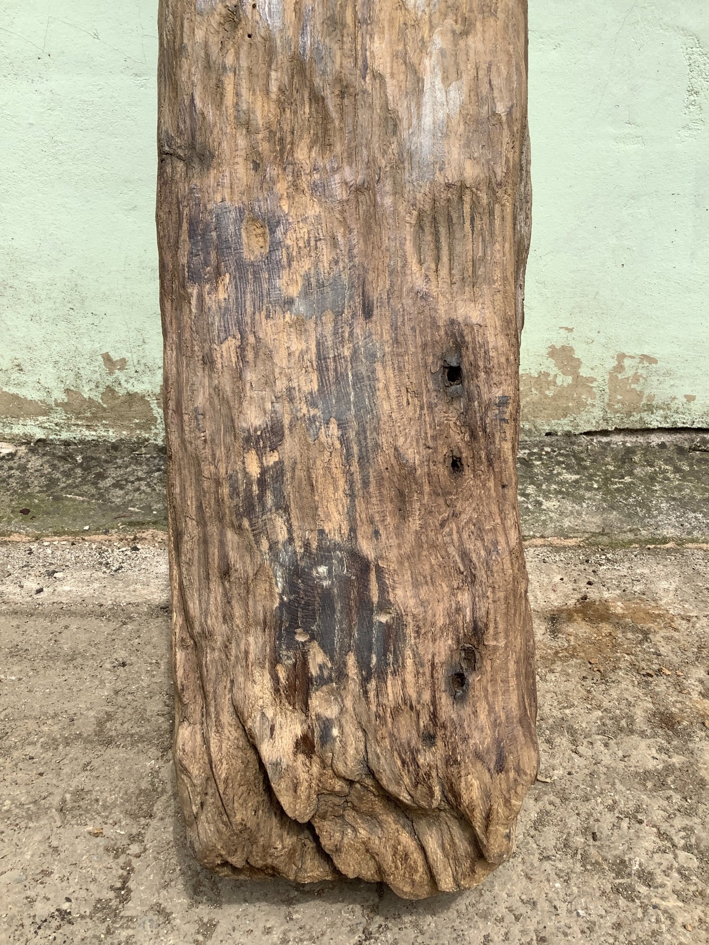 4'0" Long Old Solid English Oak Reclaimed Seasoned Rustic Fireplace Beam Post