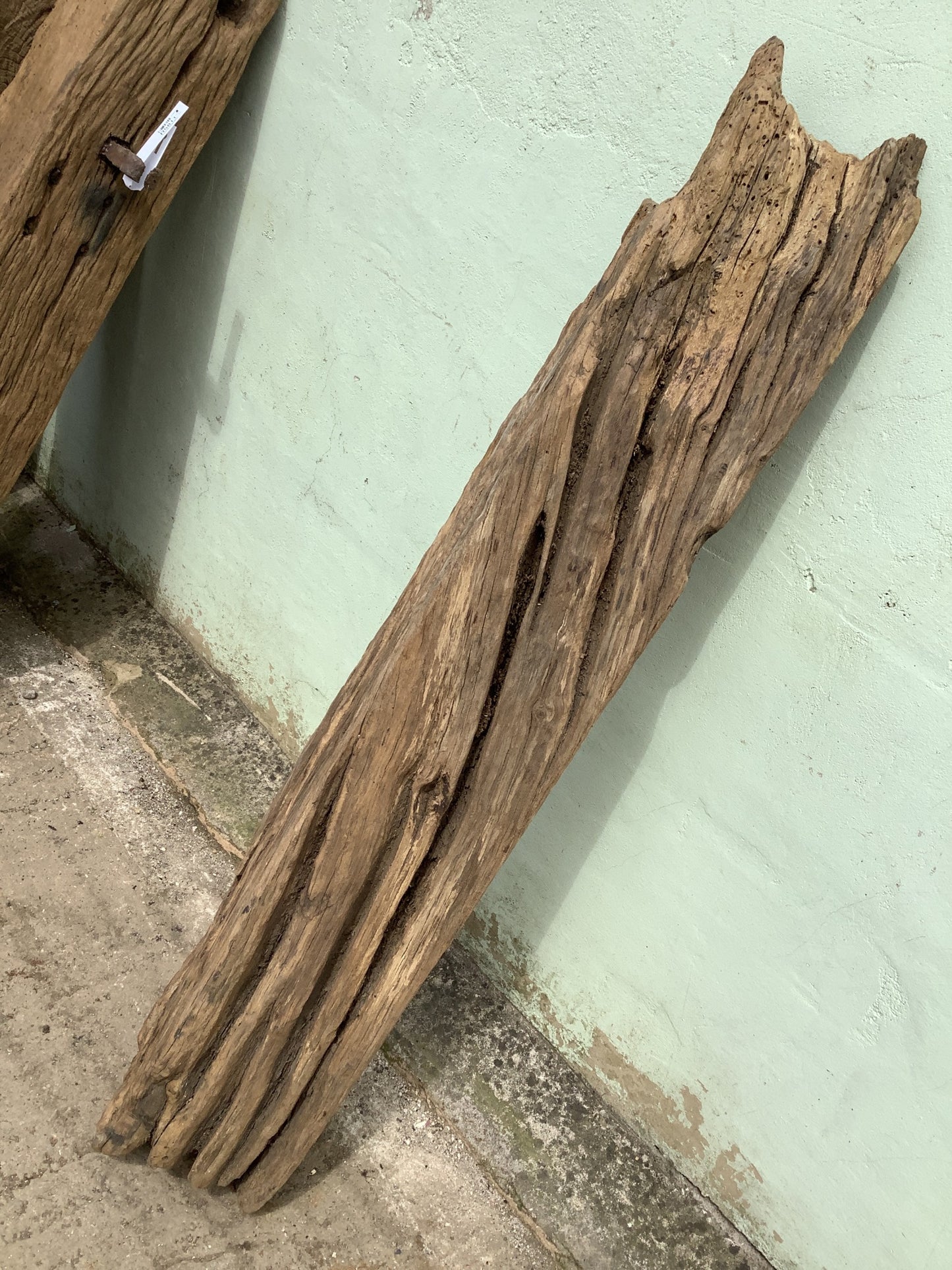 4'0" Long Old Solid English Oak Reclaimed Seasoned Rustic Fireplace Beam Post