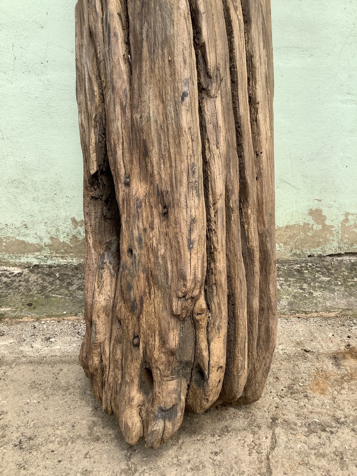 4'0" Long Old Solid English Oak Reclaimed Seasoned Rustic Fireplace Beam Post