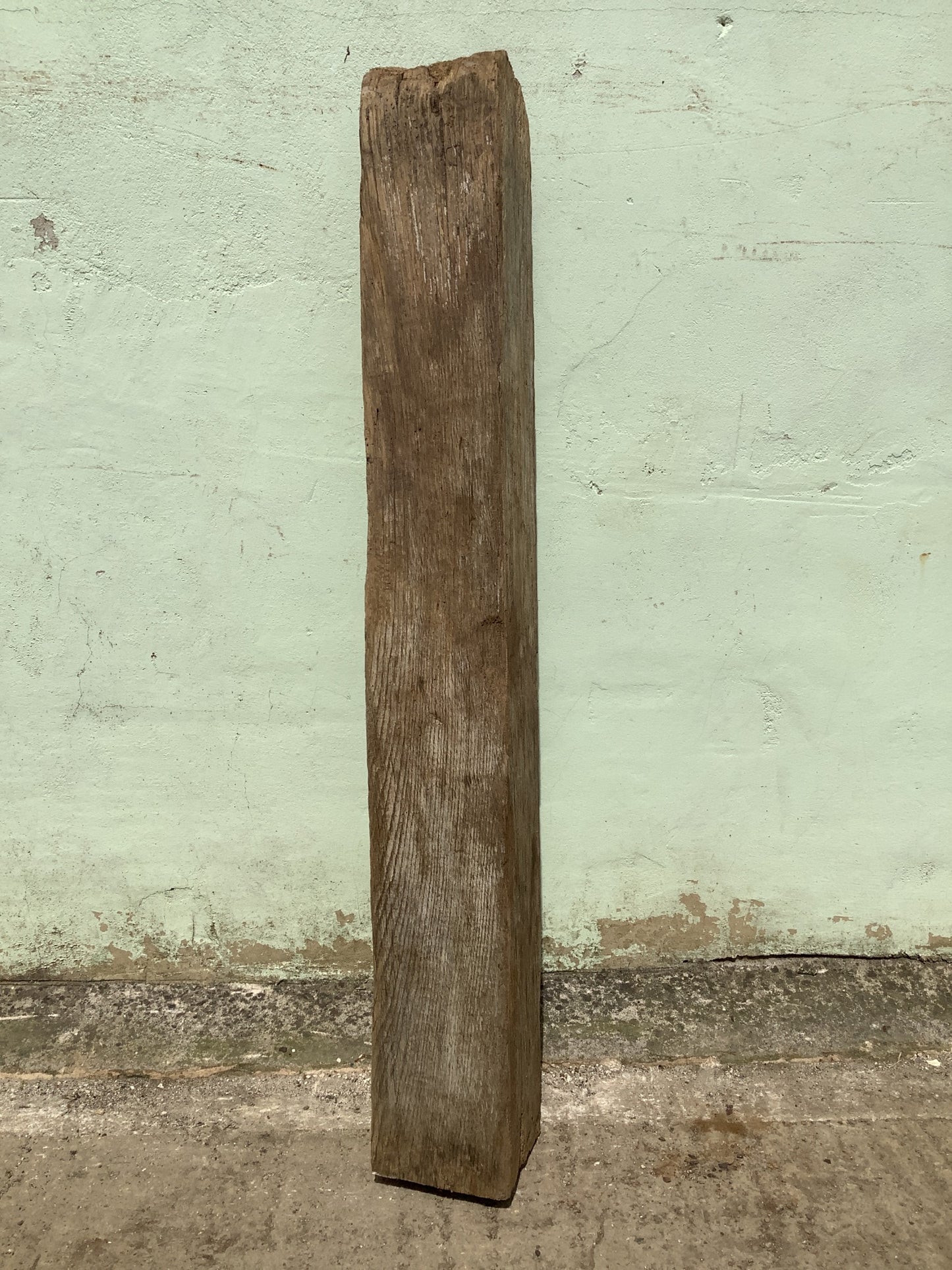 4'3" Long Old Solid English Oak Reclaimed Seasoned Rustic Fireplace Beam Post