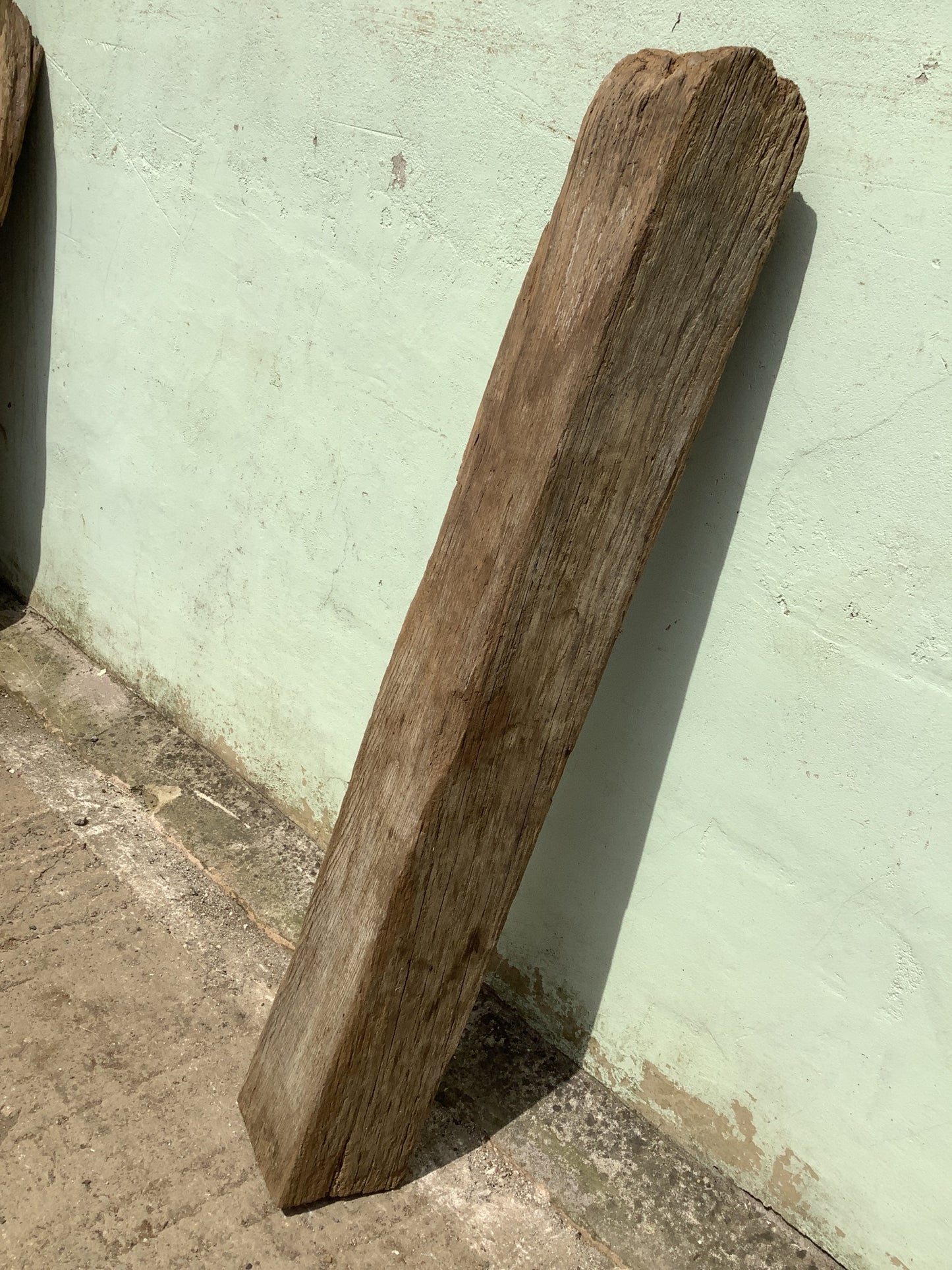 4'3" Long Old Solid English Oak Reclaimed Seasoned Rustic Fireplace Beam Post