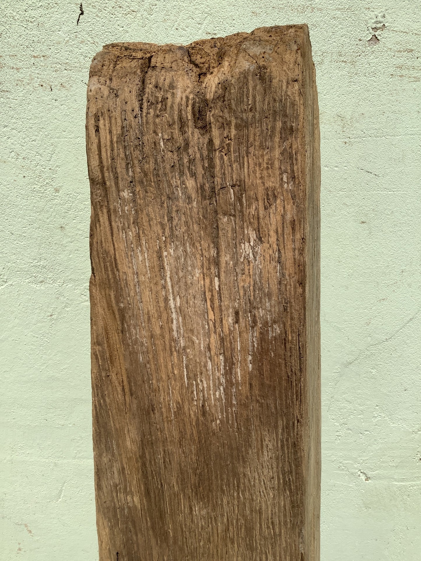 4'3" Long Old Solid English Oak Reclaimed Seasoned Rustic Fireplace Beam Post