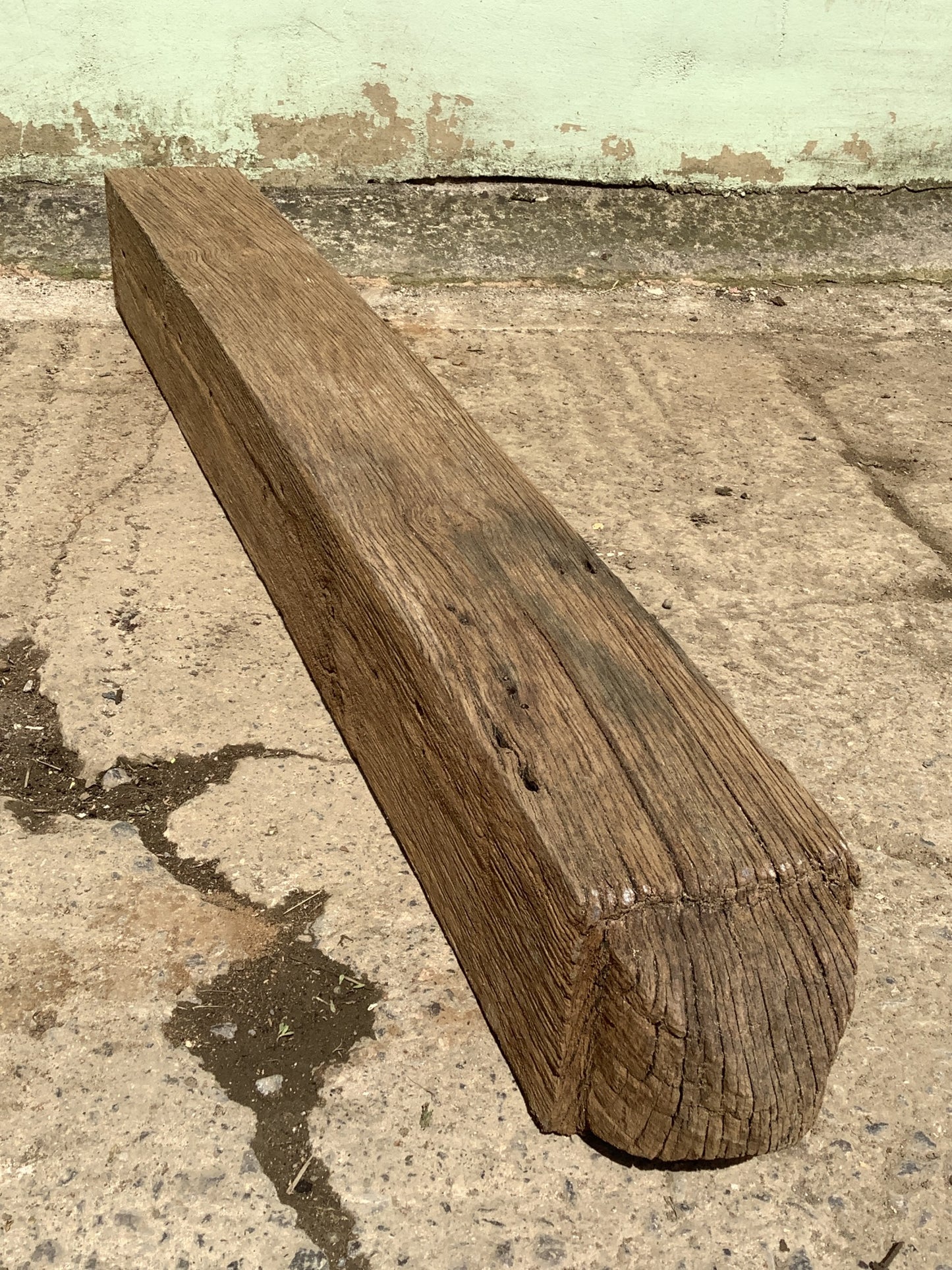 3'9" Long Old Solid English Oak Reclaimed Seasoned Rustic Fireplace Beam Post