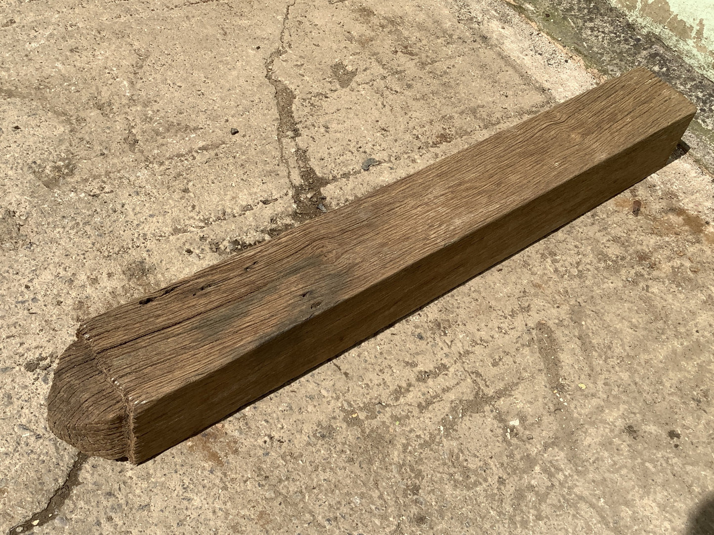 3'9" Long Old Solid English Oak Reclaimed Seasoned Rustic Fireplace Beam Post