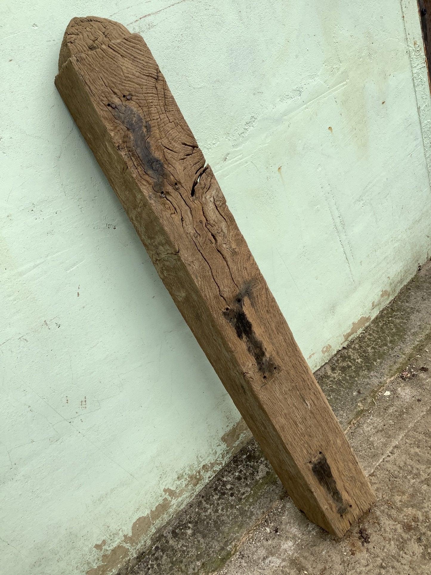 3'9" Long Old Solid English Oak Reclaimed Seasoned Rustic Fireplace Beam Post