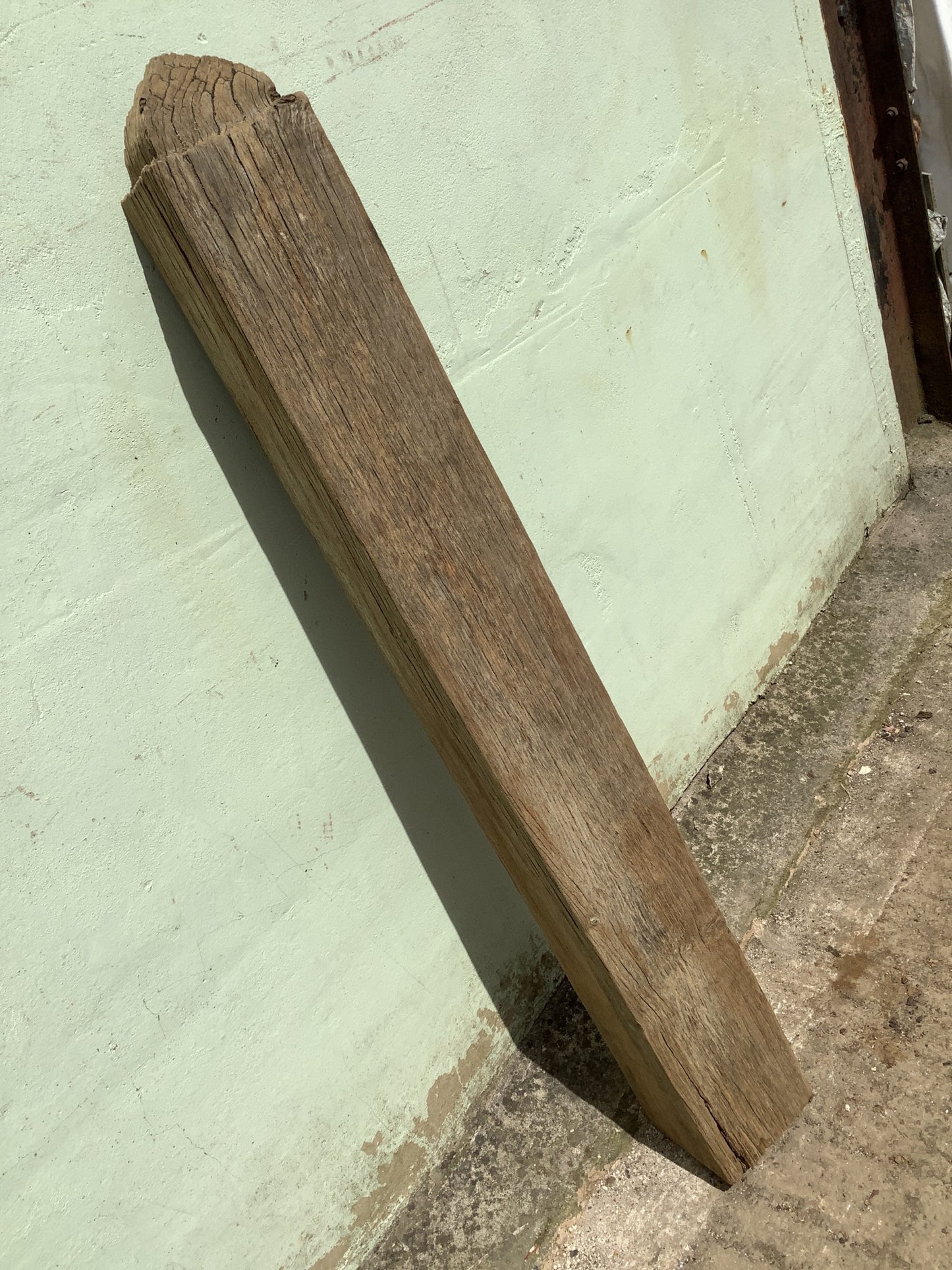 3'9" Long Old Solid English Oak Reclaimed Seasoned Rustic Fireplace Beam Post