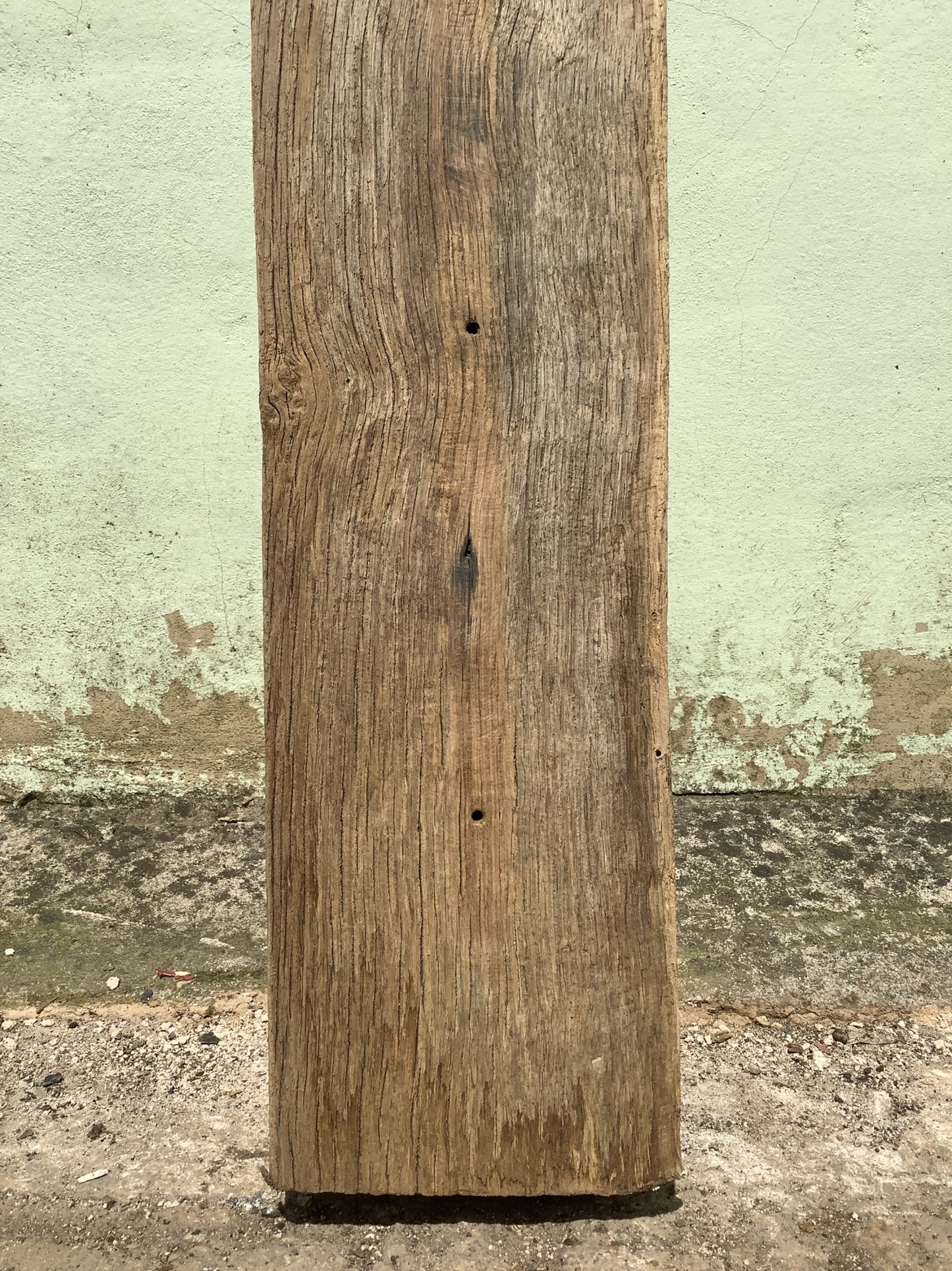 3'9" Long Old Solid English Oak Reclaimed Seasoned Rustic Fireplace Beam Post