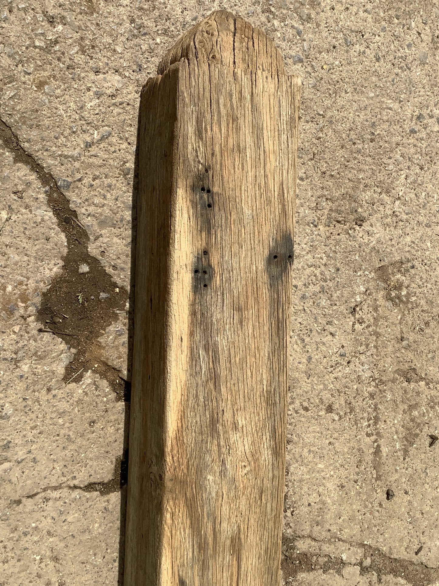 3'9" Long Old Solid English Oak Reclaimed Seasoned Rustic Fireplace Beam Post