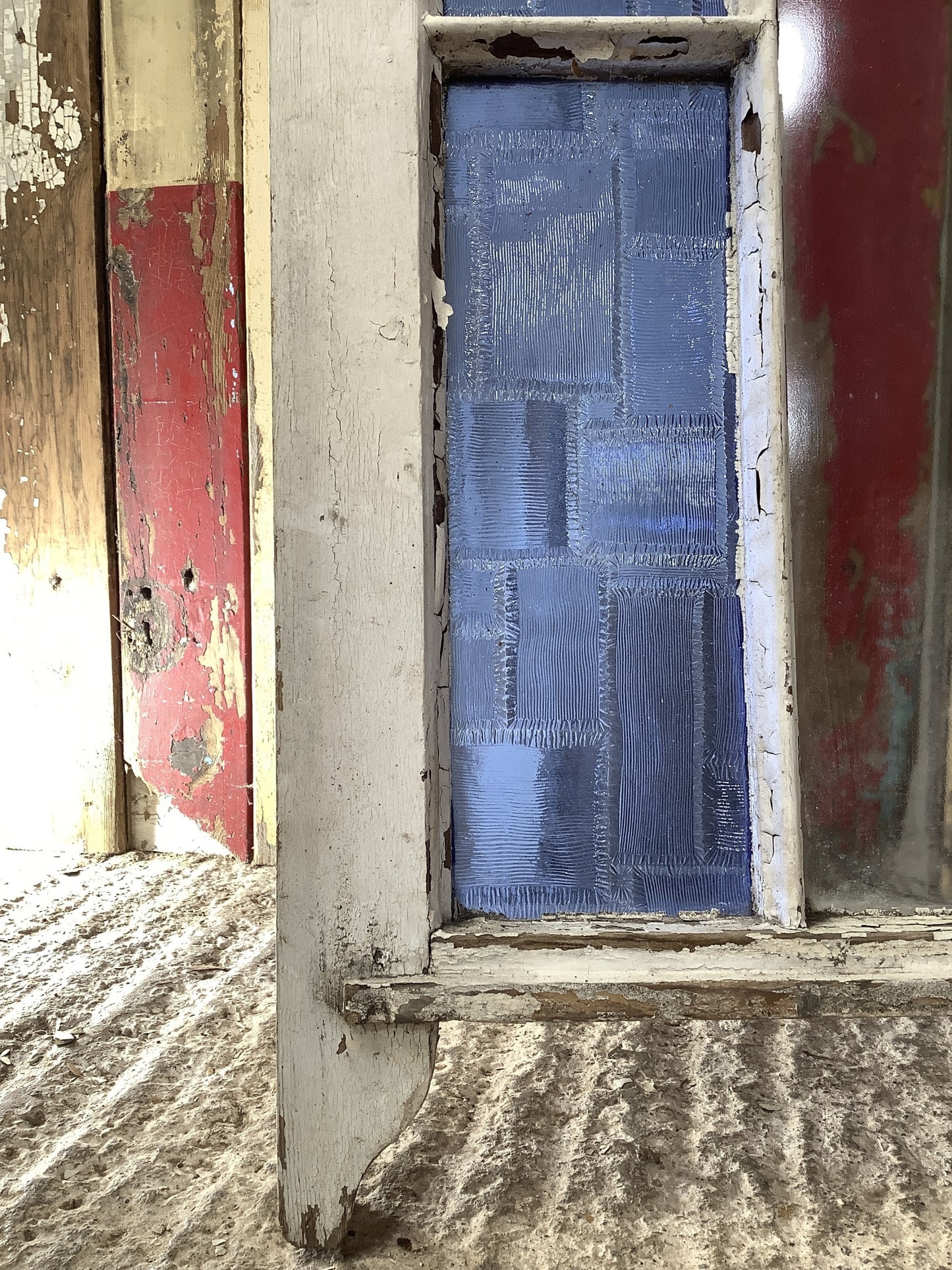 Old Sash Window With Star Glass Pine Frame