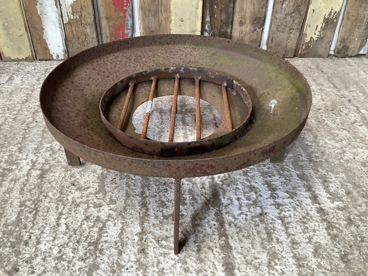 Round Rusty Metal Outside Firepit Fire Garden Burner 7"H