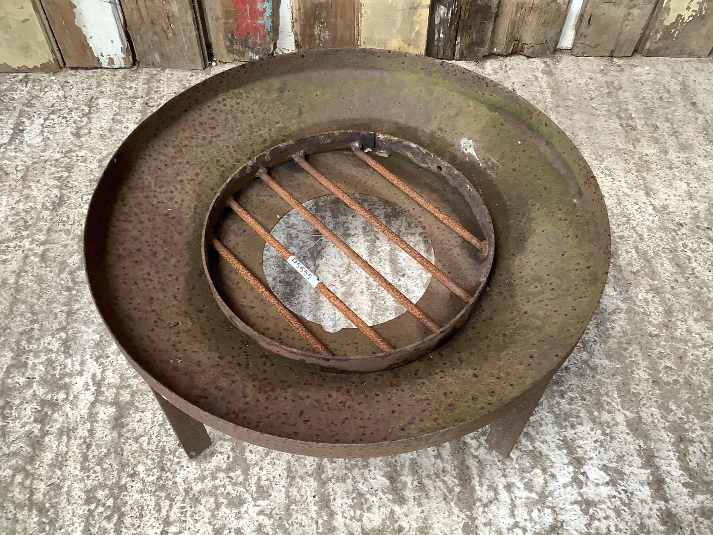 Round Rusty Metal Outside Firepit Fire Garden Burner 7"H