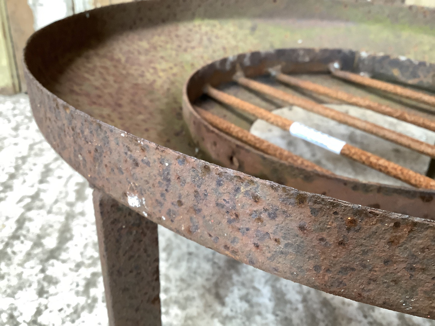 Round Rusty Metal Outside Firepit Fire Garden Burner 7"H