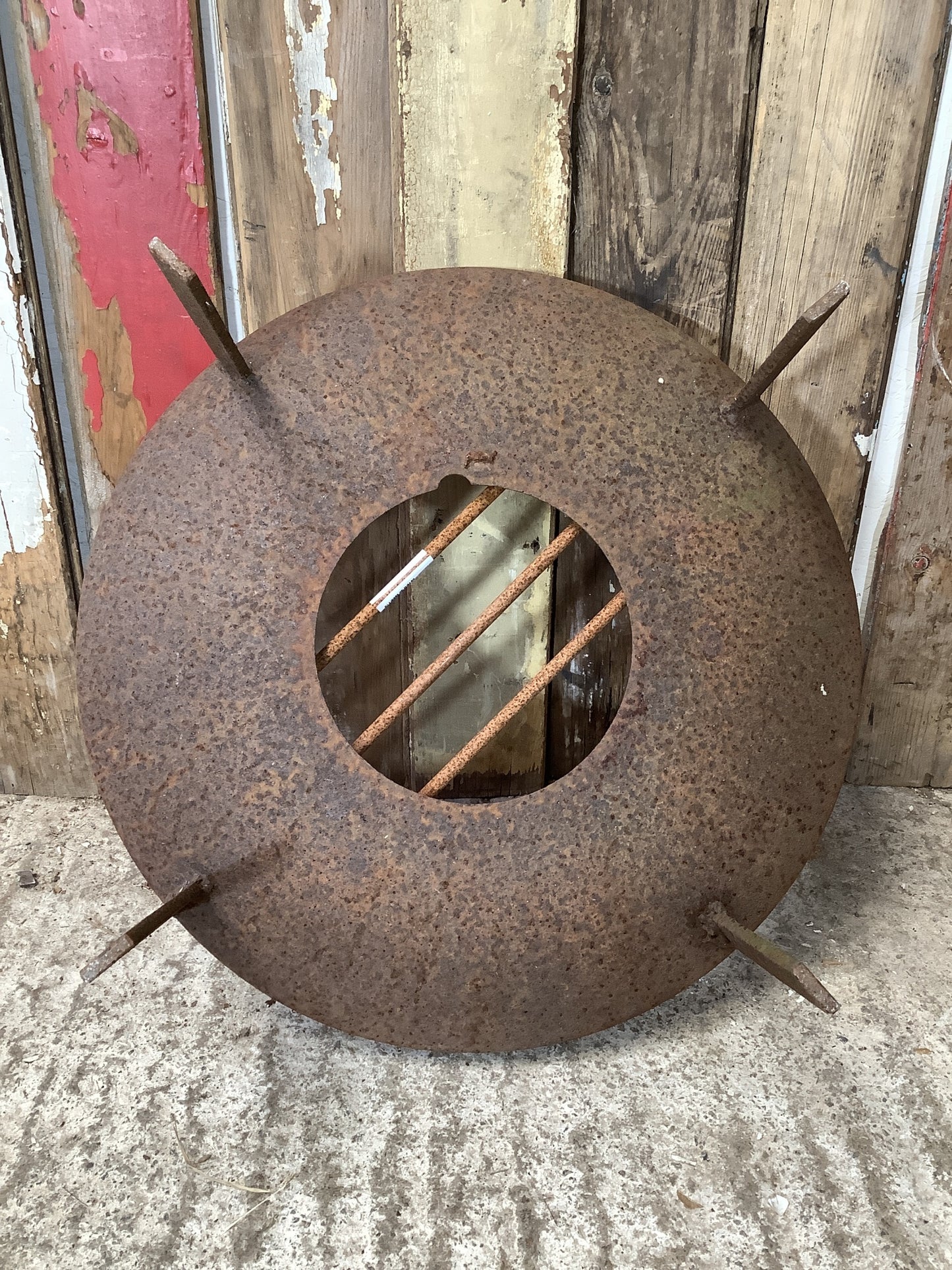 Round Rusty Metal Outside Firepit Fire Garden Burner 7"H