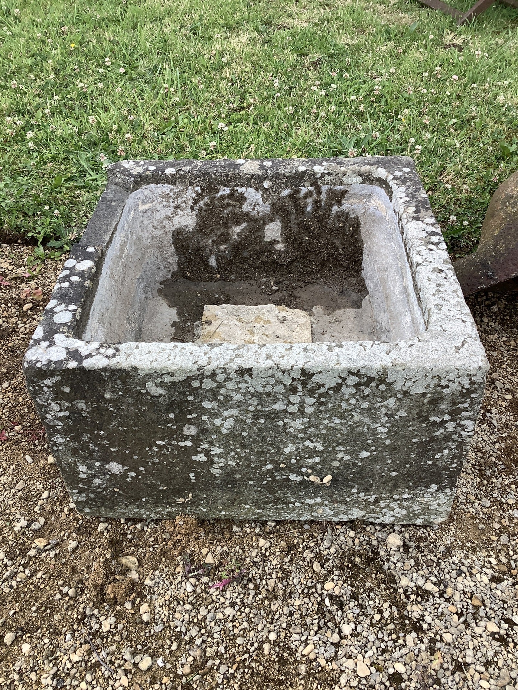 Old Solid Green Penant Stone Garden Flower Trough 11"H 1'7" W  Reclaimed