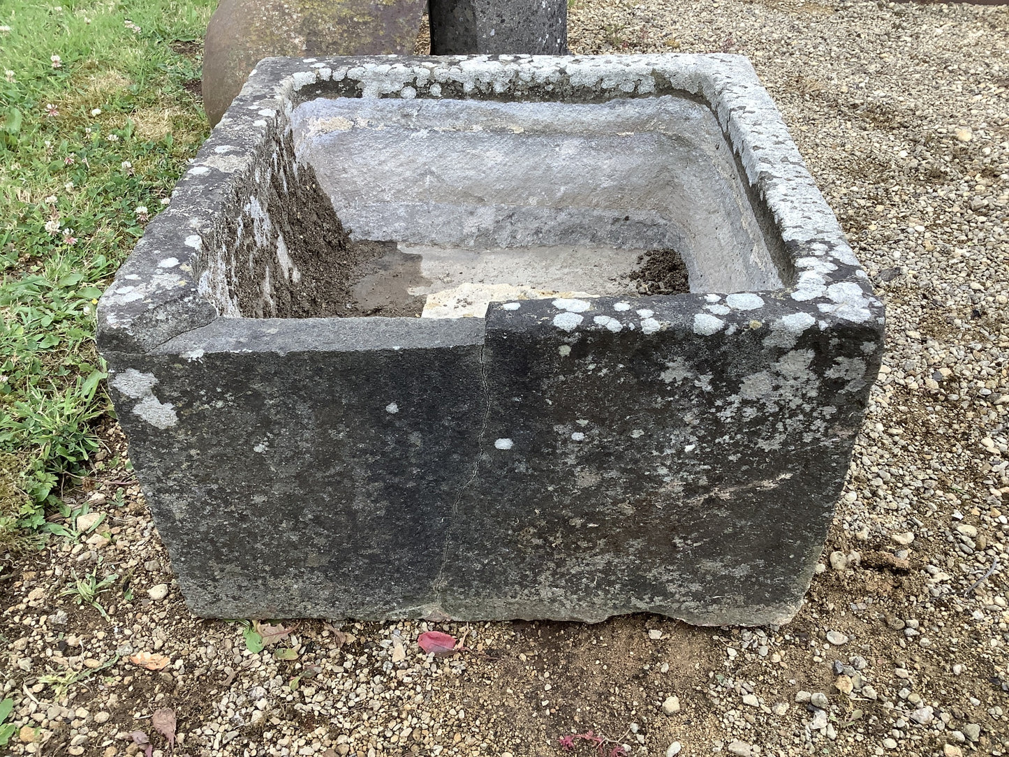 Old Solid Green Penant Stone Garden Flower Trough 11"H 1'7" W