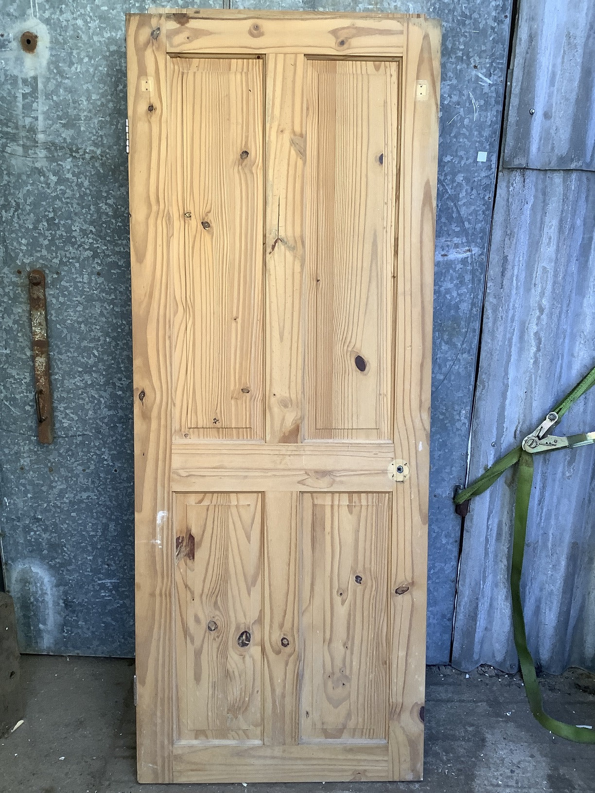 29 7/8"X76 7/8" Modern Internal Natural Pine Four Panel Door 2 over 2 Reclaimed