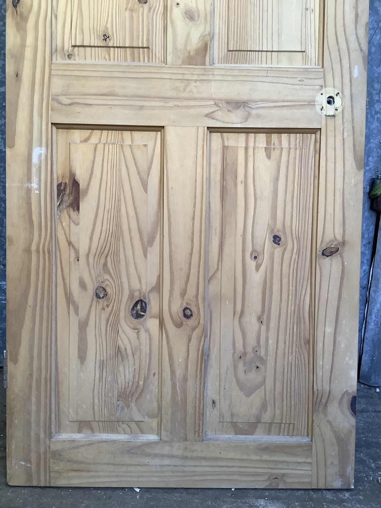 29 7/8"X76 7/8" Modern Internal Natural Pine Four Panel Door 2 over 2 Reclaimed