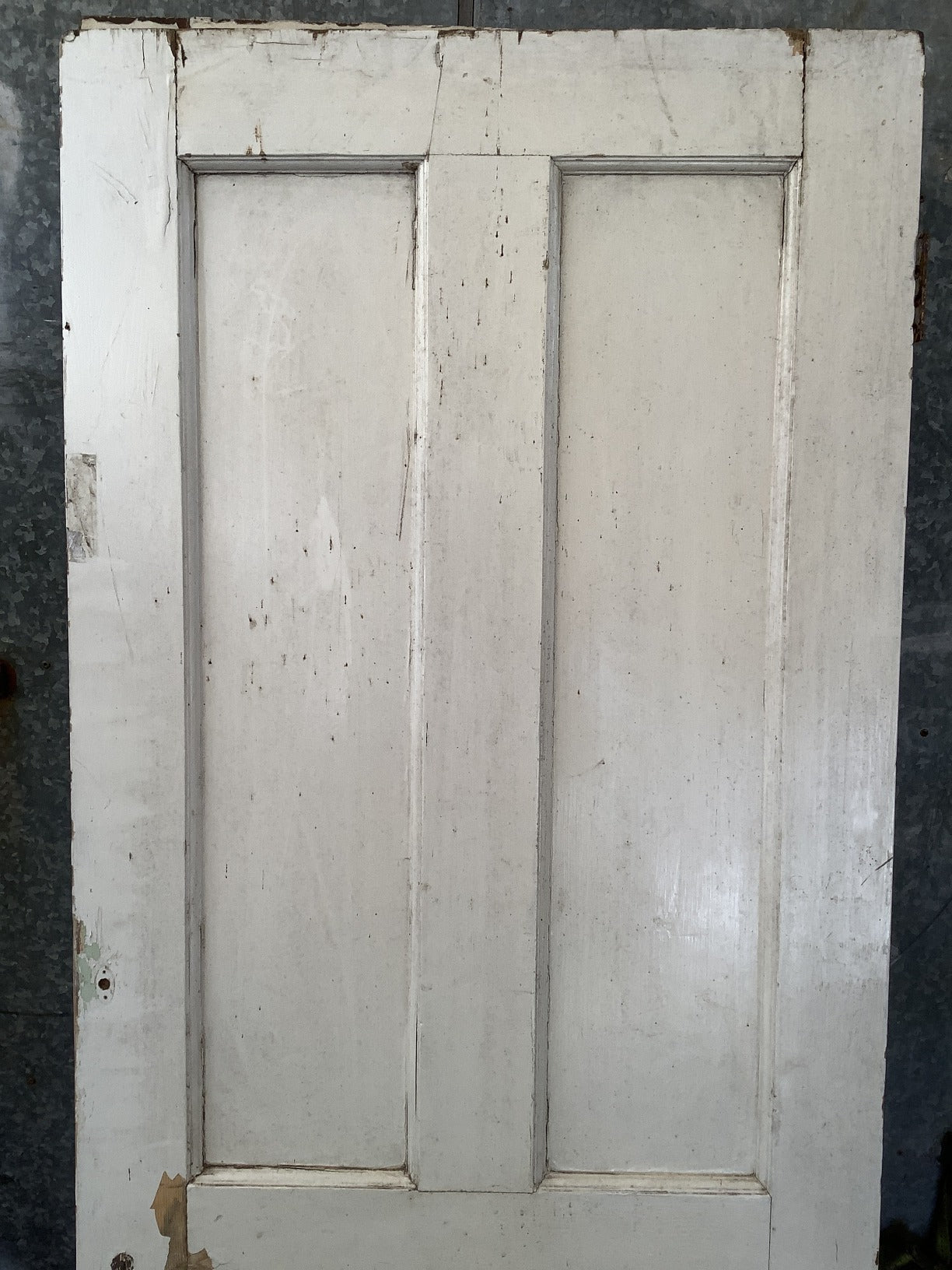 31 5/8"X78 7/8" 1930s Internal Painted Pine Four Panel Door 2 over 2 Reclaimed