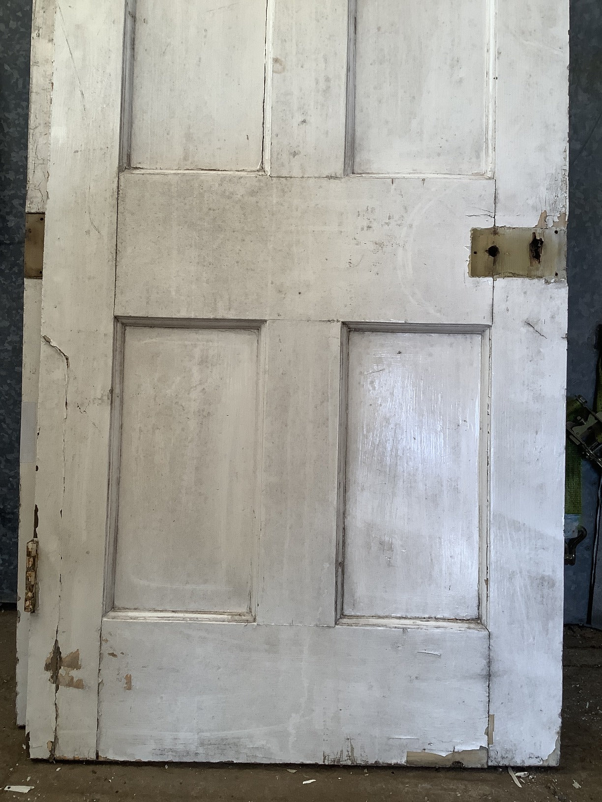 31 5/8"X78 7/8" 1930s Internal Painted Pine Four Panel Door 2 over 2 Reclaimed