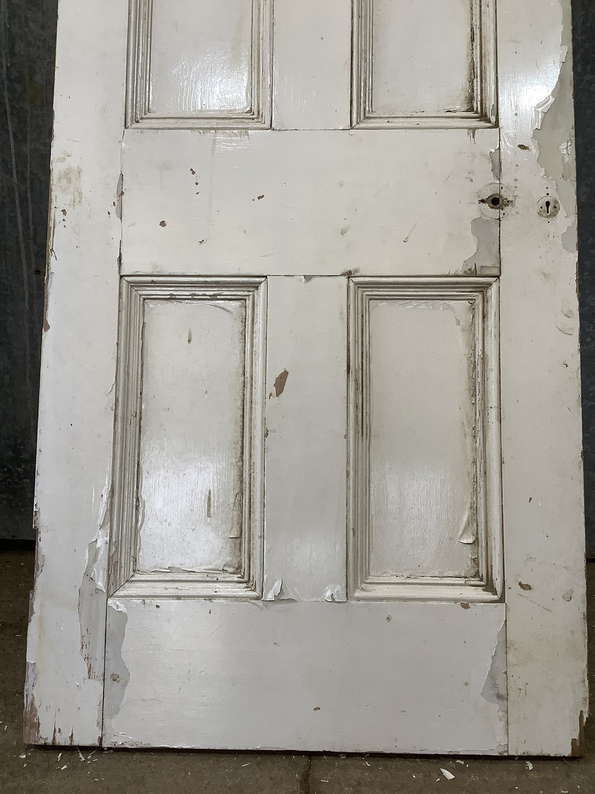 31 3/4"X79 1/4" Victorian Internal Painted Pine Four Panel Door 2 over 2 Old