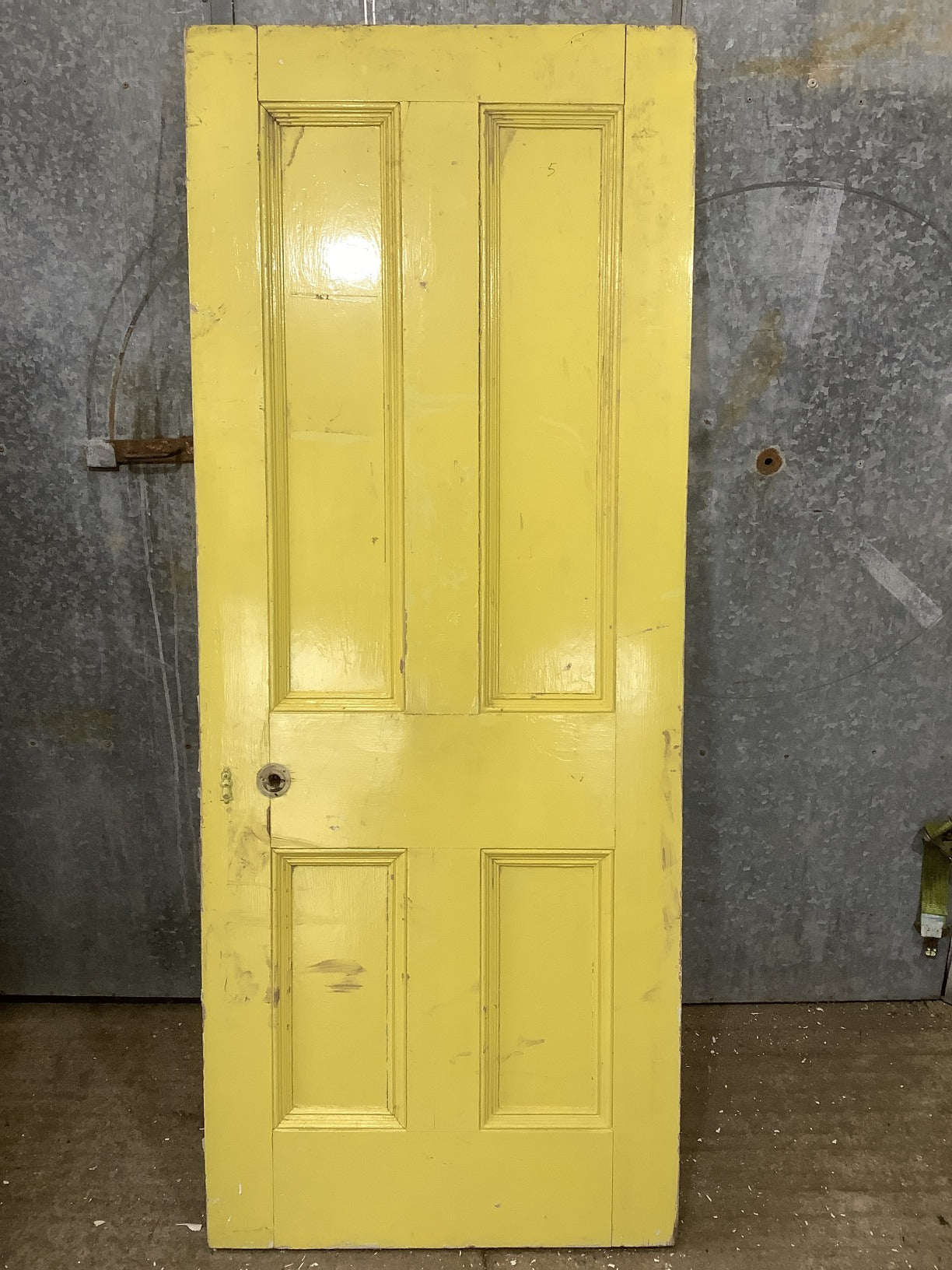 31 3/4"X79 1/4" Victorian Internal Painted Pine Four Panel Door 2 over 2 Old