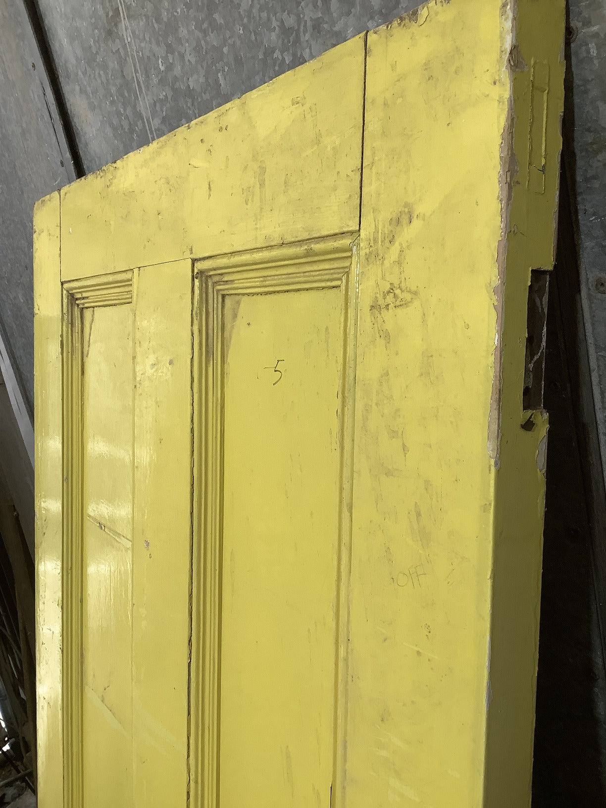 31 3/4"X79 1/4" Victorian Internal Painted Pine Four Panel Door 2 over 2 Old