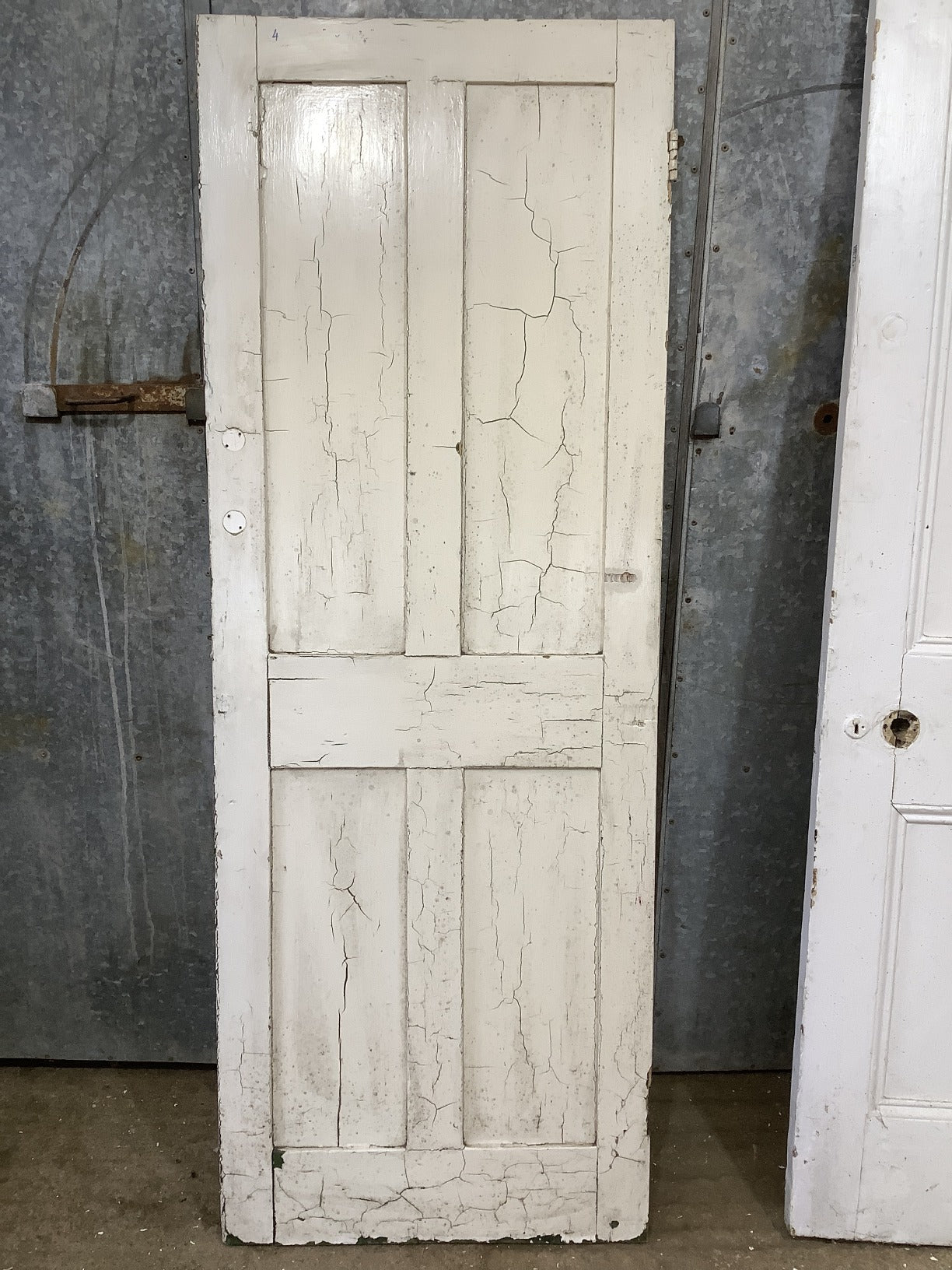 26 1/8"X71 1/4" Victorian Internal Painted Pine Four Panel Door 2 over 2 Old