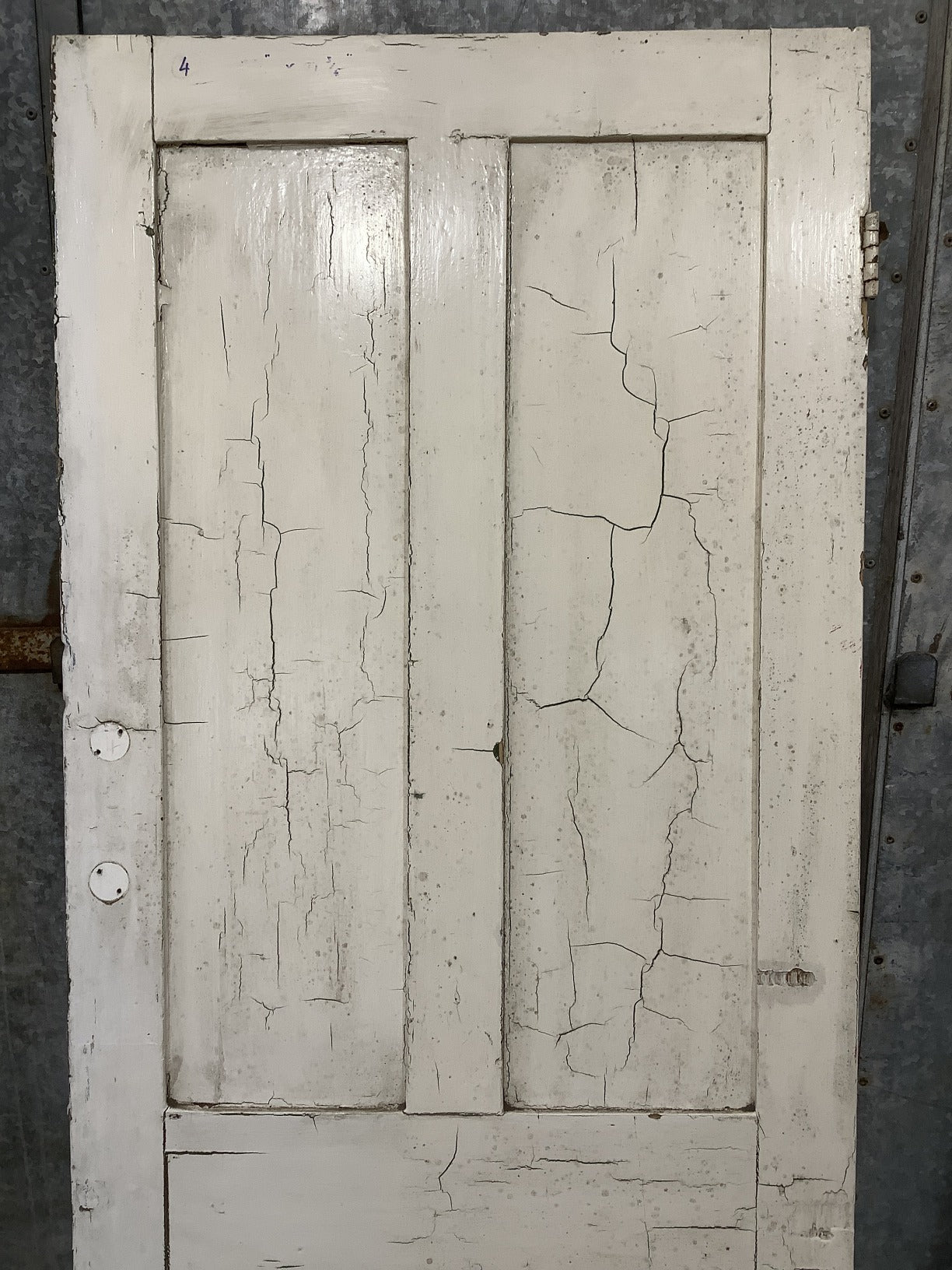 26 1/8"X71 1/4" Victorian Internal Painted Pine Four Panel Door 2 over 2 Old