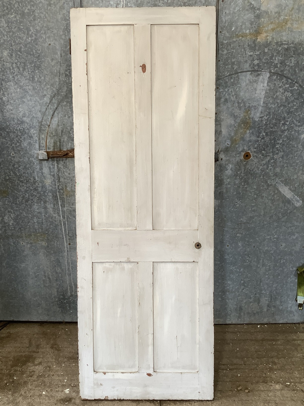 29 1/2"X82 3/4" Victorian Internal Painted Pine Four Panel Door 2 over 2 Old