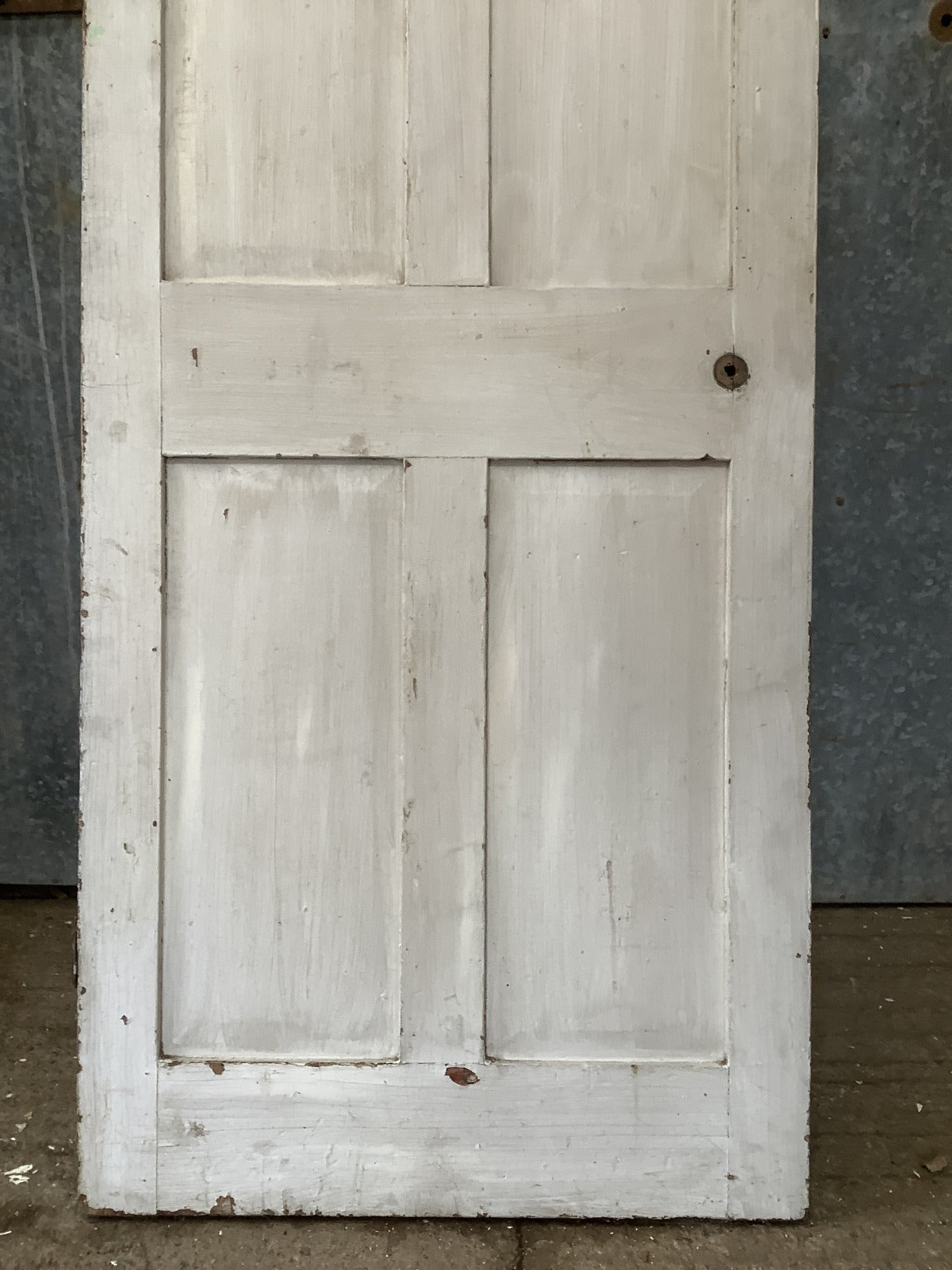 29 1/2"X82 3/4" Victorian Internal Painted Pine Four Panel Door 2 over 2 Old