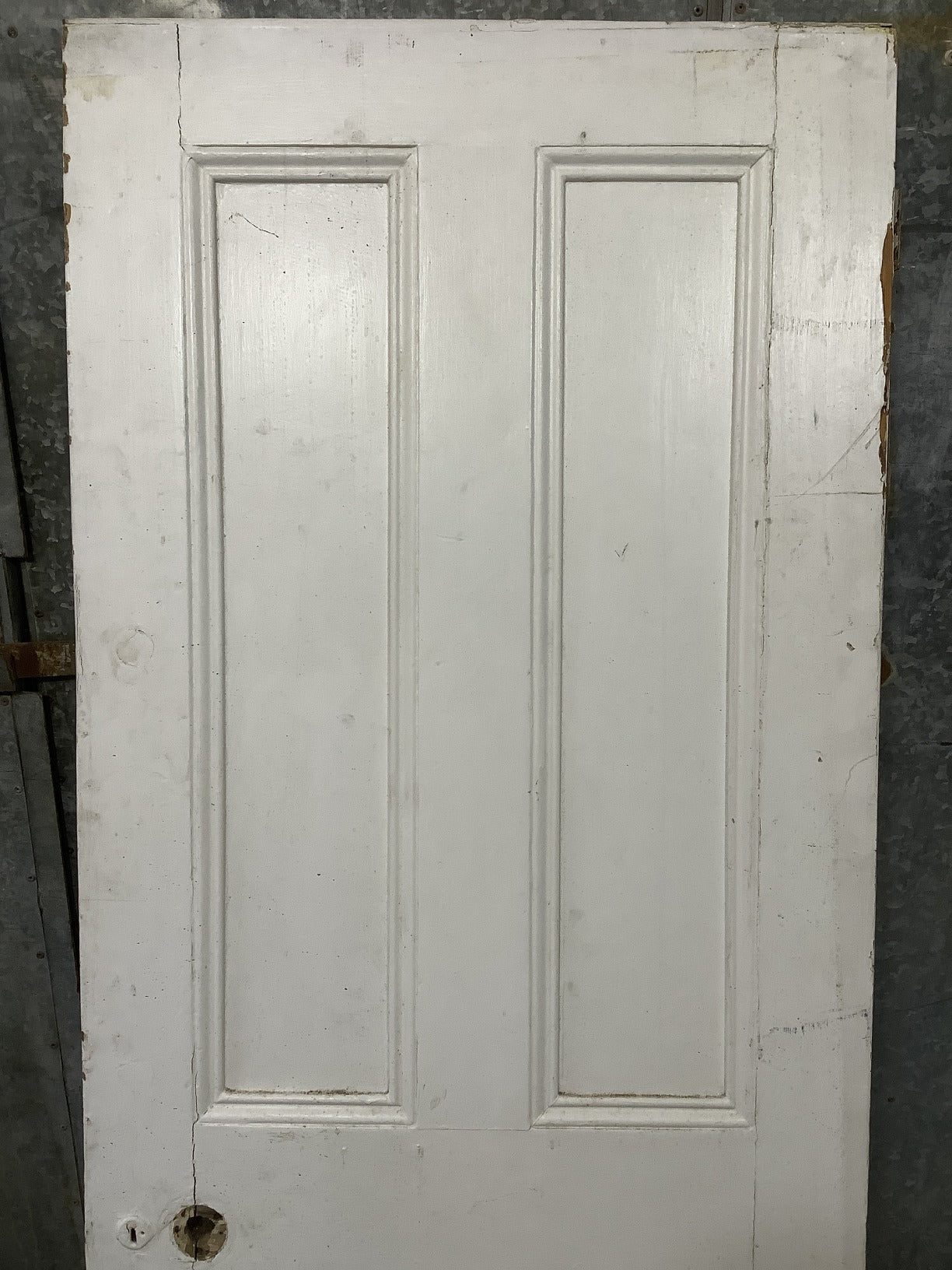 30"X76 3/4" Victorian Internal Painted Pine Four Panel Door 2 over 2 Reclaimed