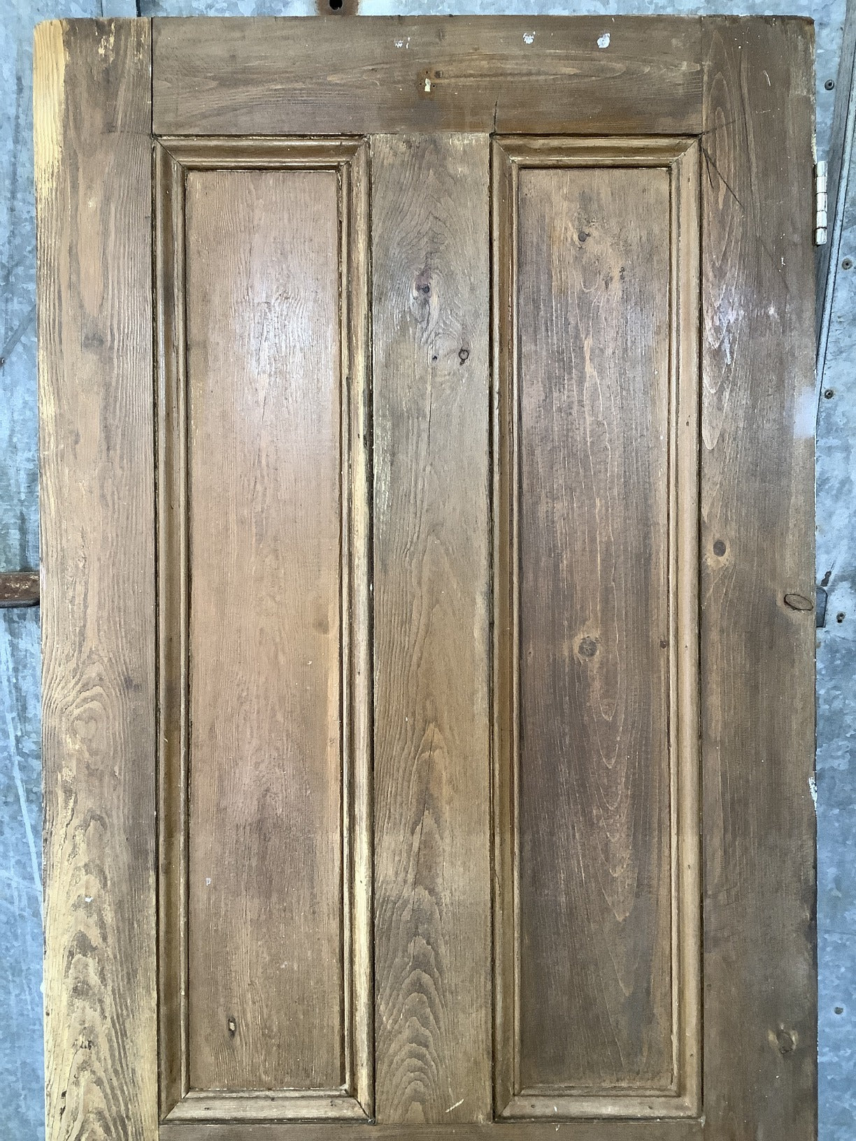 29 5/8"X76 7/8" Victorian Internal Stained Pine Four Panel Door 2 over 2 Old