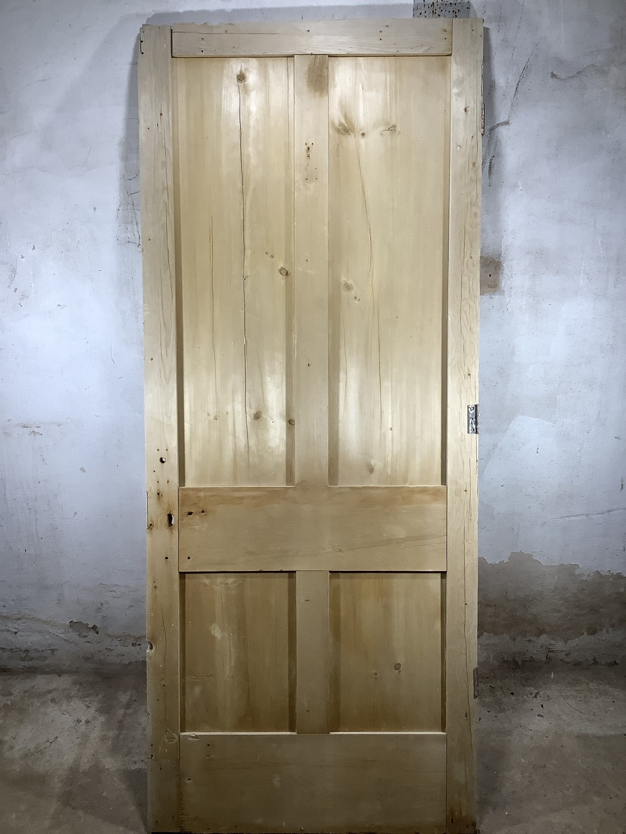 34 3/8"X84" Victorian Internal Stripped Pine Four Panel Door 2over2 Reclaimed