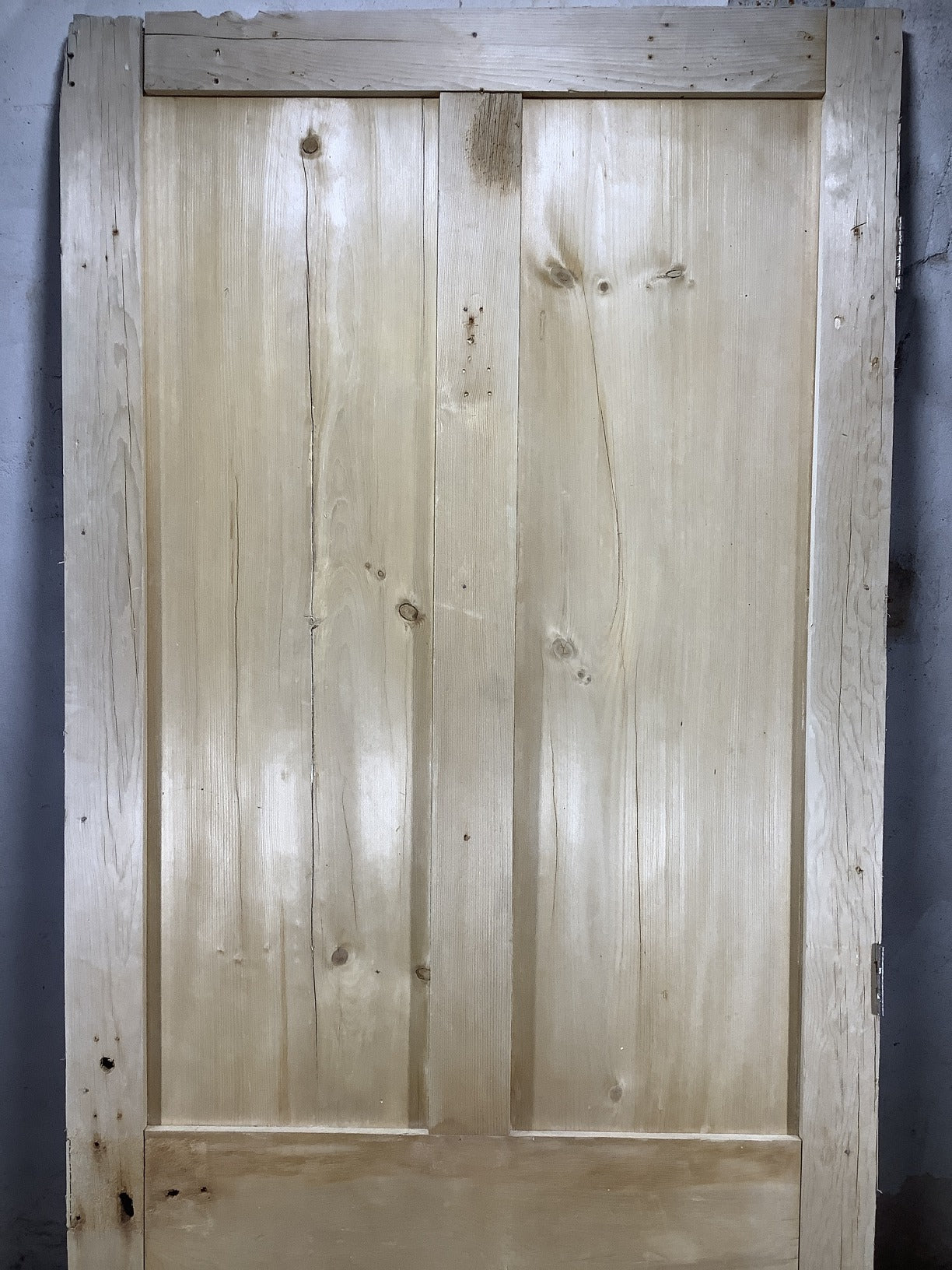 34 3/8"X84" Victorian Internal Stripped Pine Four Panel Door 2over2 Reclaimed