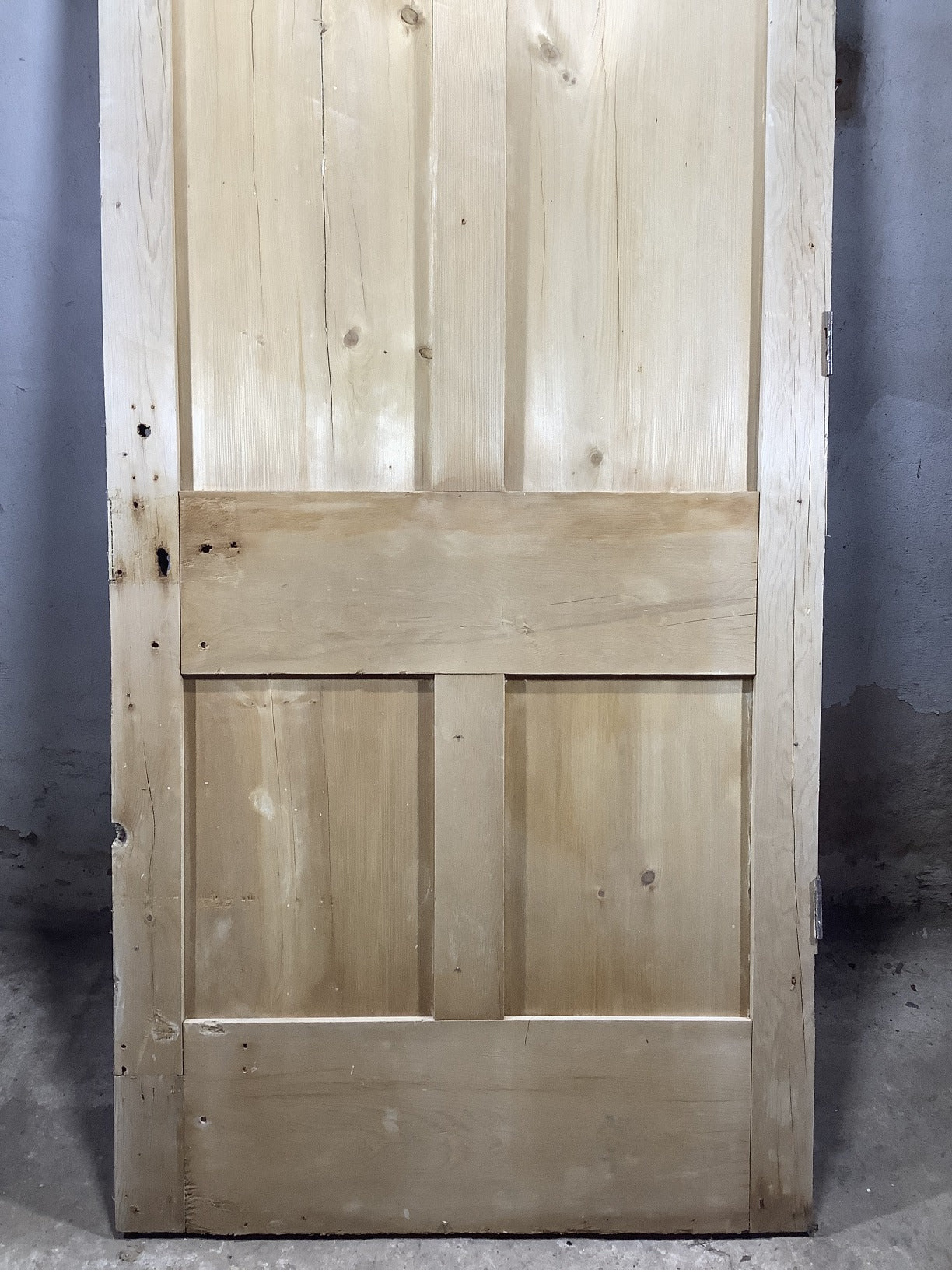 34 3/8"X84" Victorian Internal Stripped Pine Four Panel Door 2over2 Reclaimed