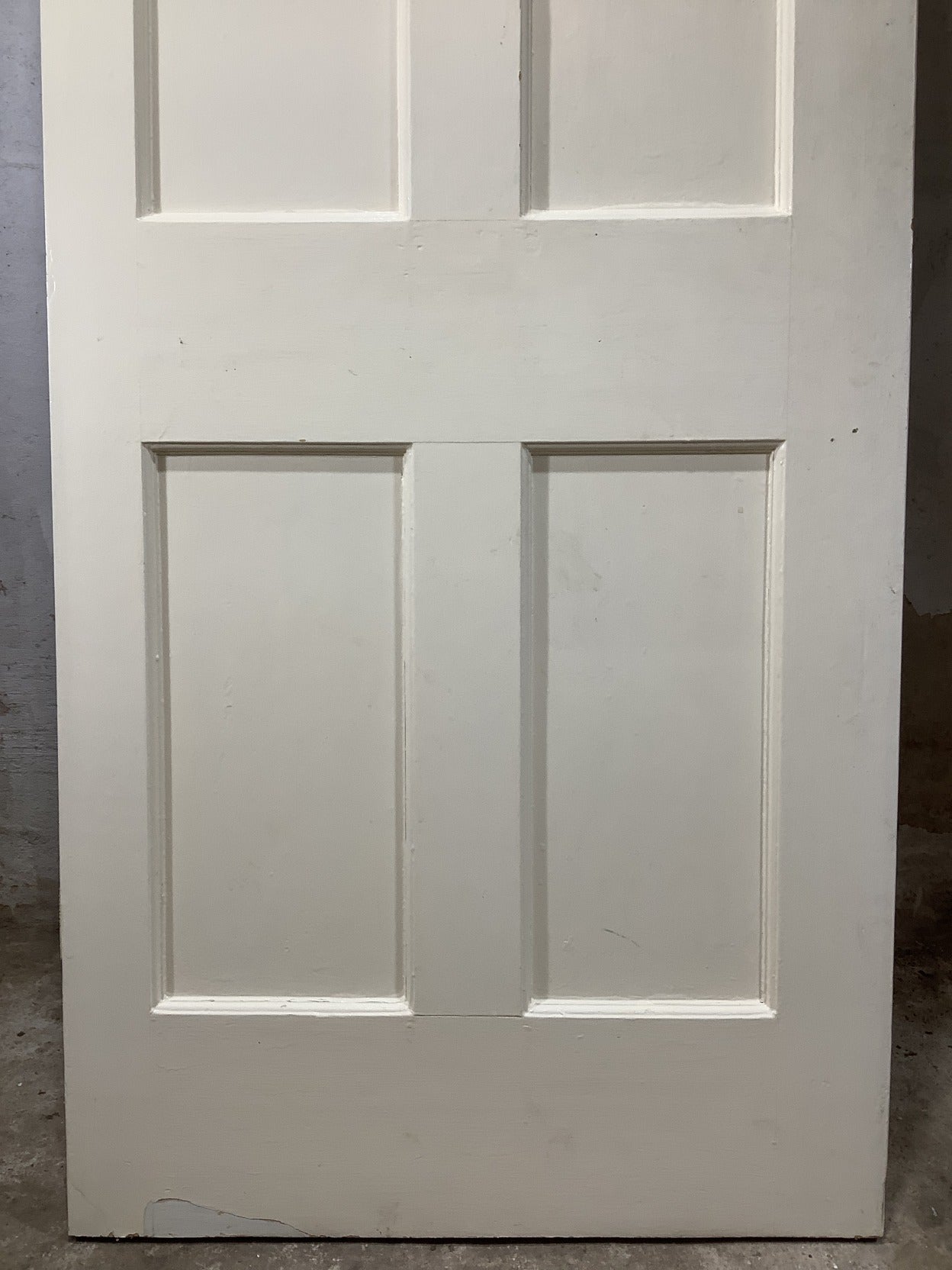 29 1/8"X76 3/4" 1930s Internal Painted Pitch Pine Four Panel Door 2over2 Old