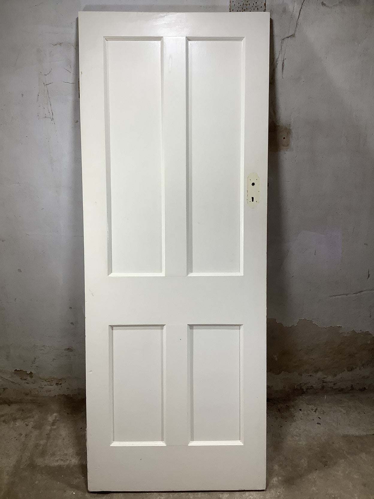 29 5/8"X77 1/8" 1930s Internal Painted Pitch Pine Four Panel Door 2over2 Old